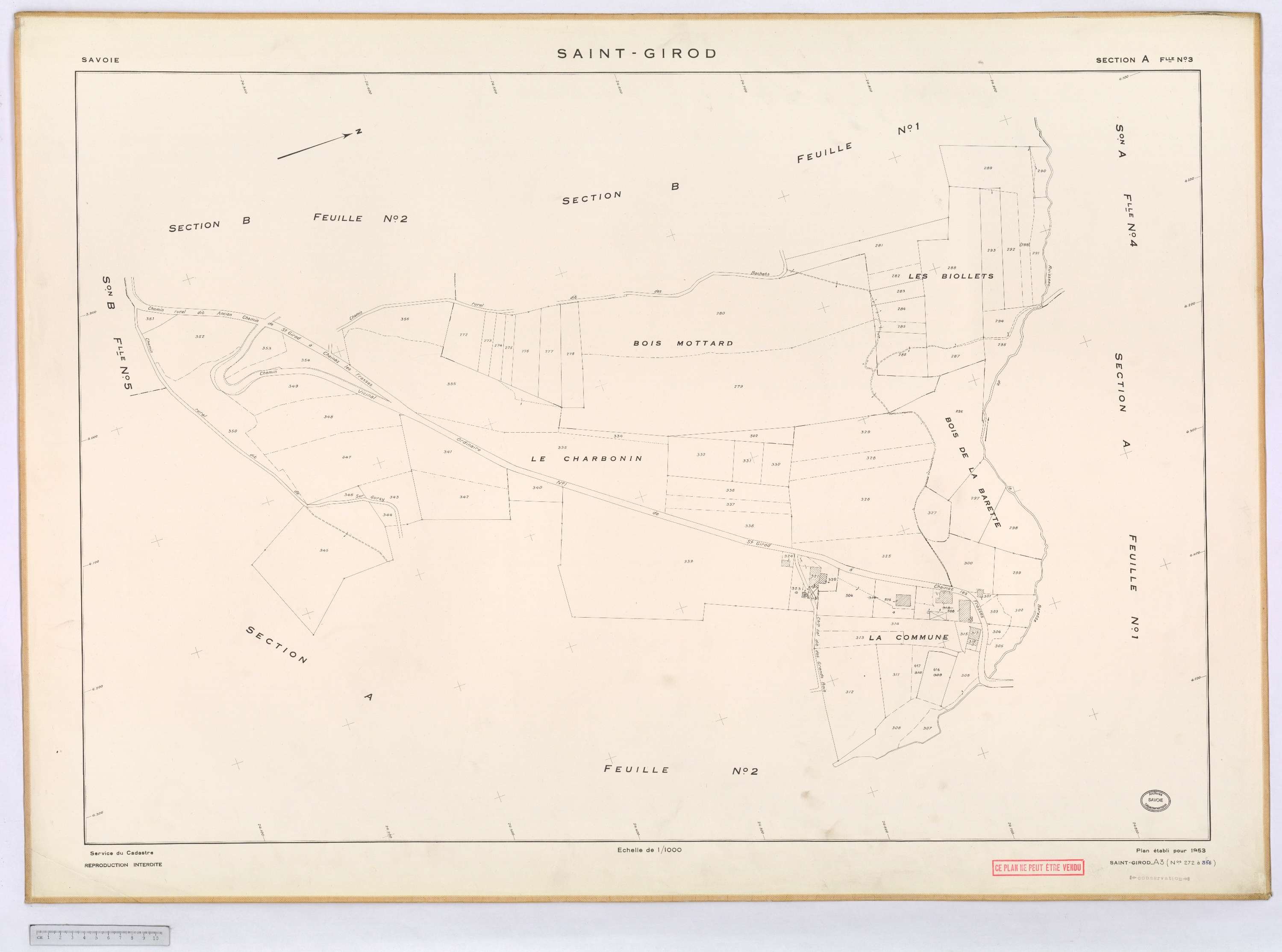 Saint-Girod - Cadastre rénové, version définitive (1953).
