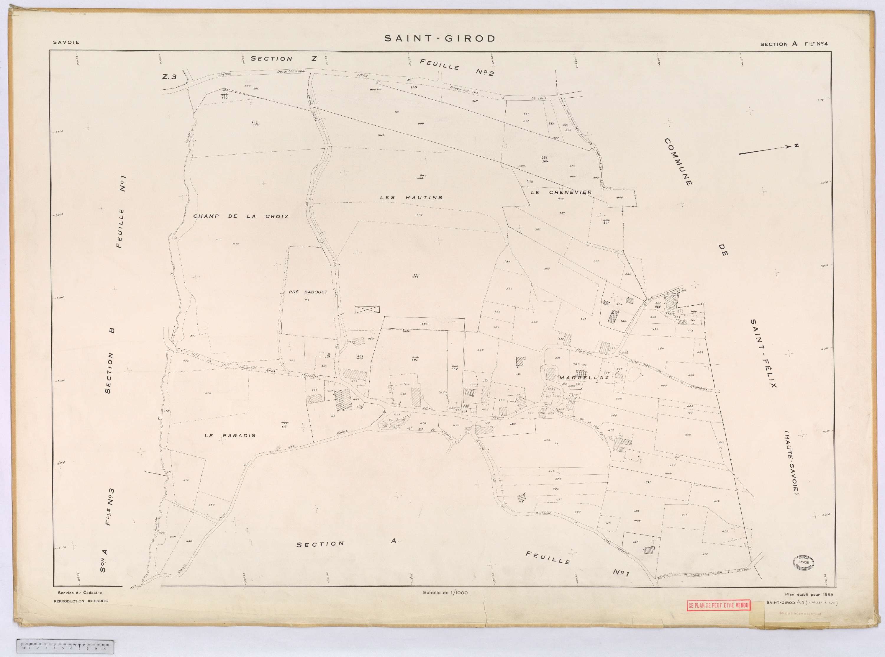 Saint-Girod - Cadastre rénové, version définitive (1953).