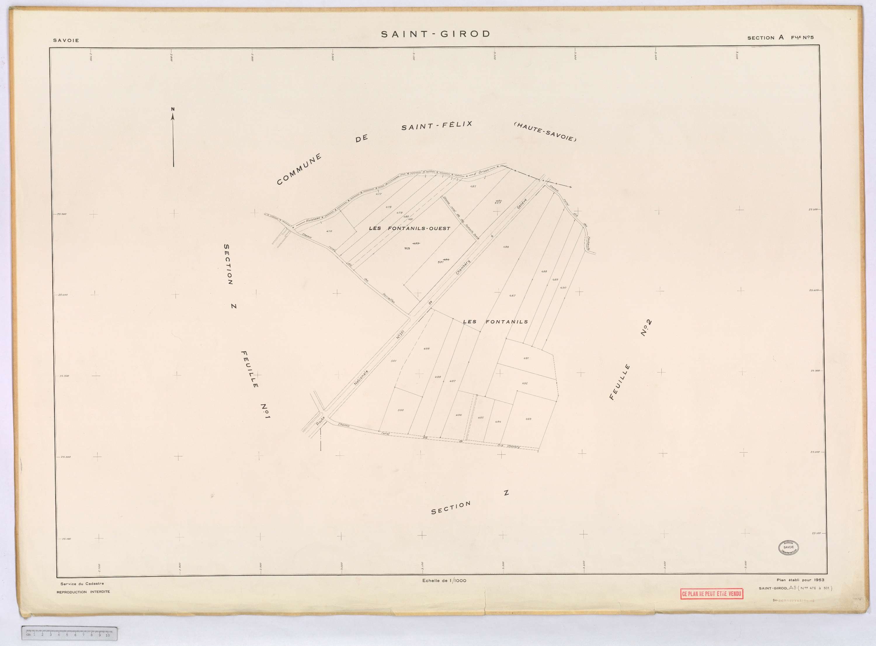 Saint-Girod - Cadastre rénové, version définitive (1953).