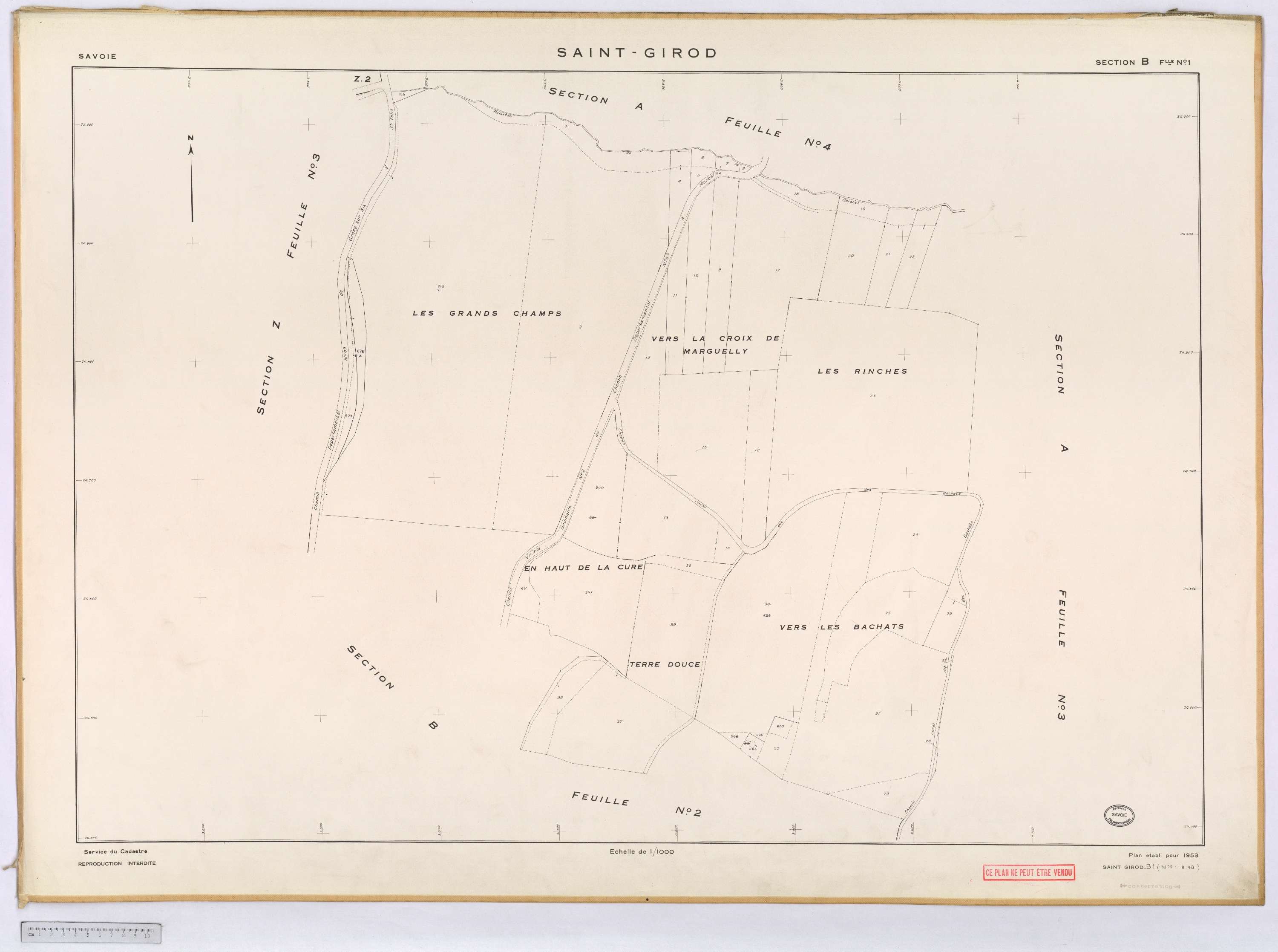 Saint-Girod - Cadastre rénové, version définitive (1953).