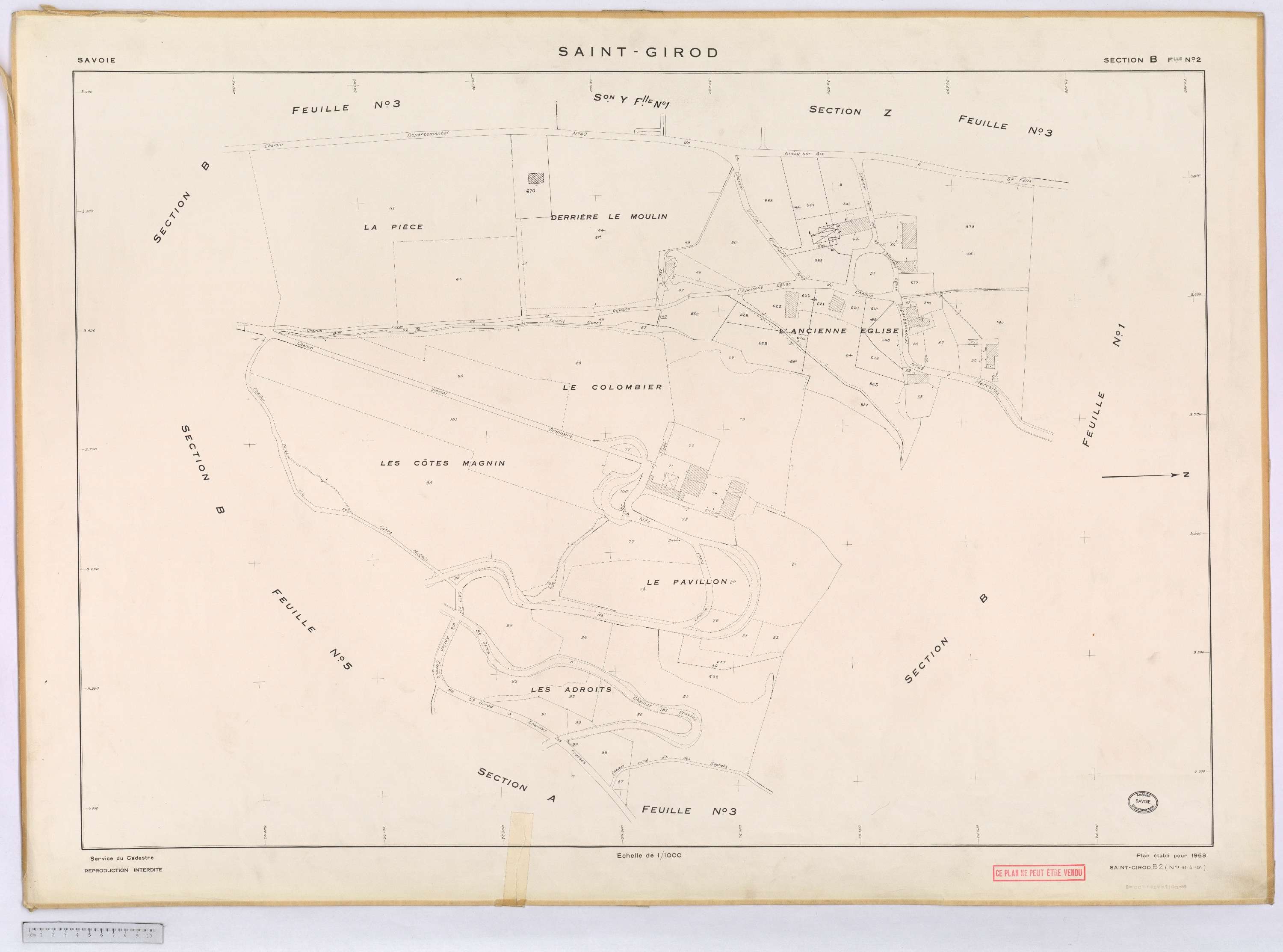 Saint-Girod - Cadastre rénové, version définitive (1953).