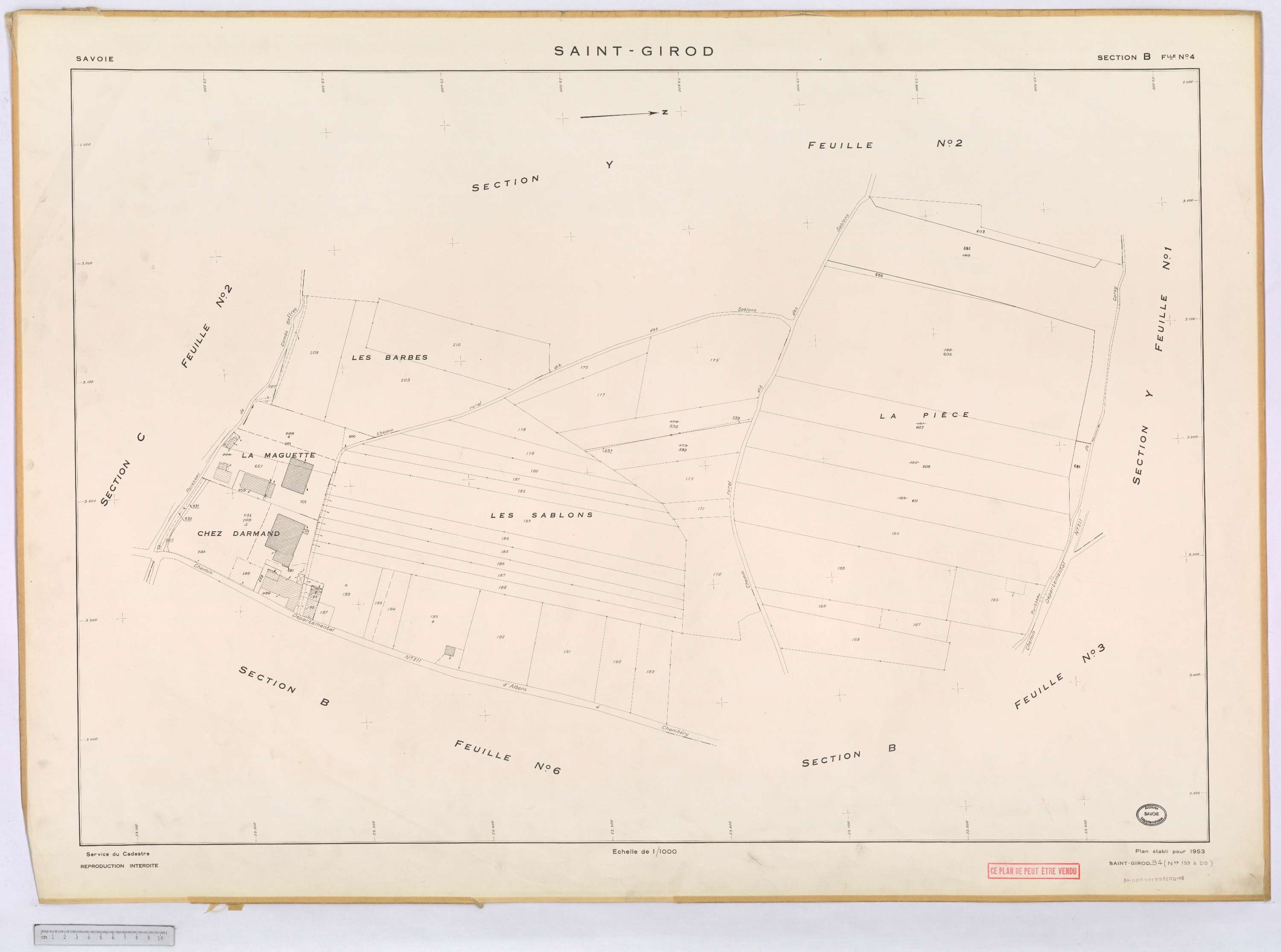 Saint-Girod - Cadastre rénové, version définitive (1953).