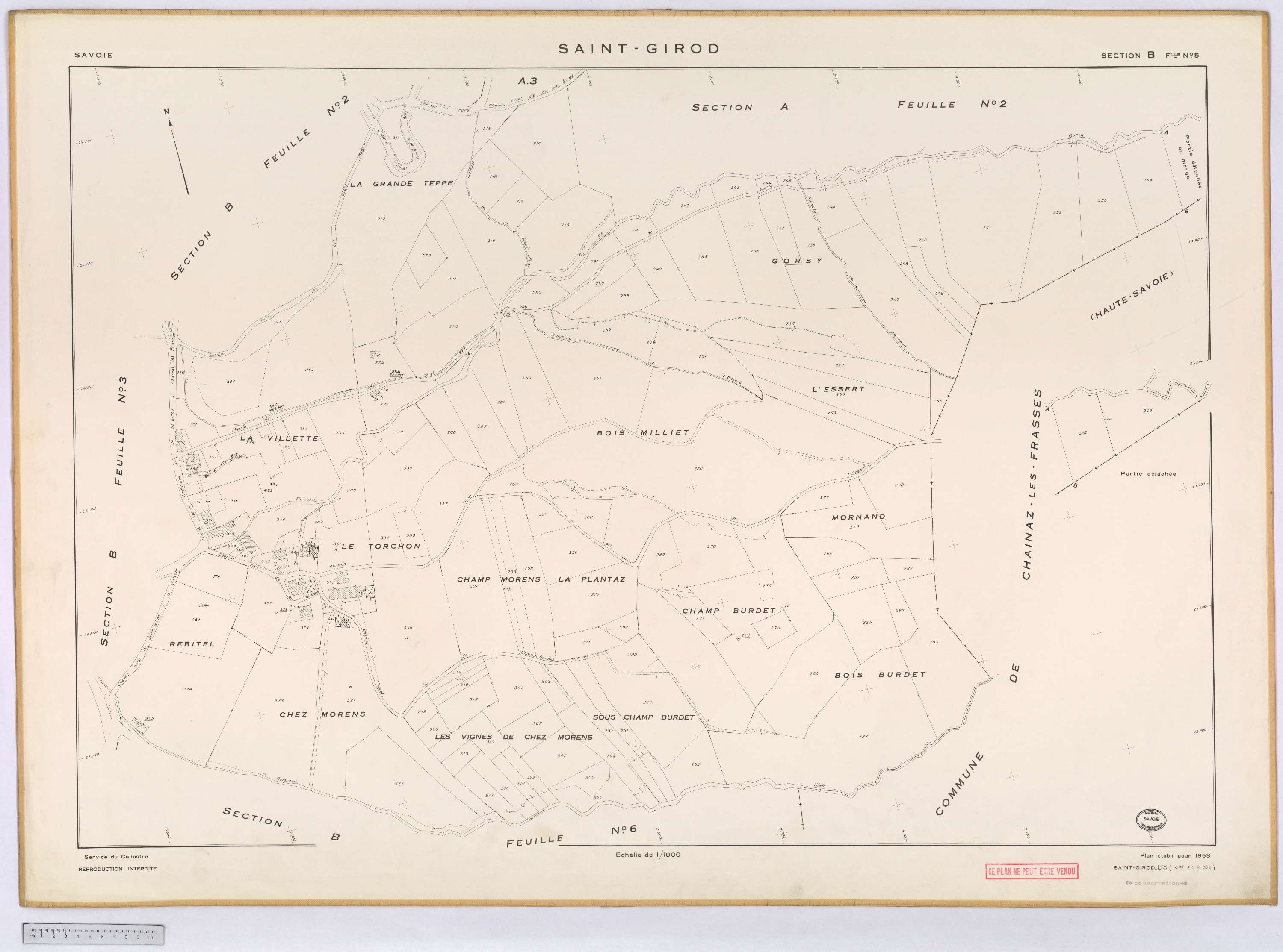 Saint-Girod - Cadastre rénové, version définitive (1953).