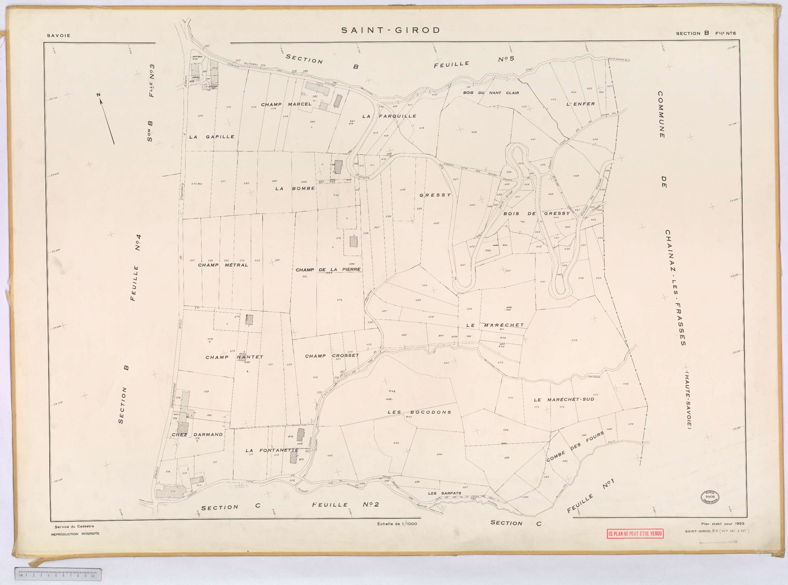 Saint-Girod - Cadastre rénové, version définitive (1953).