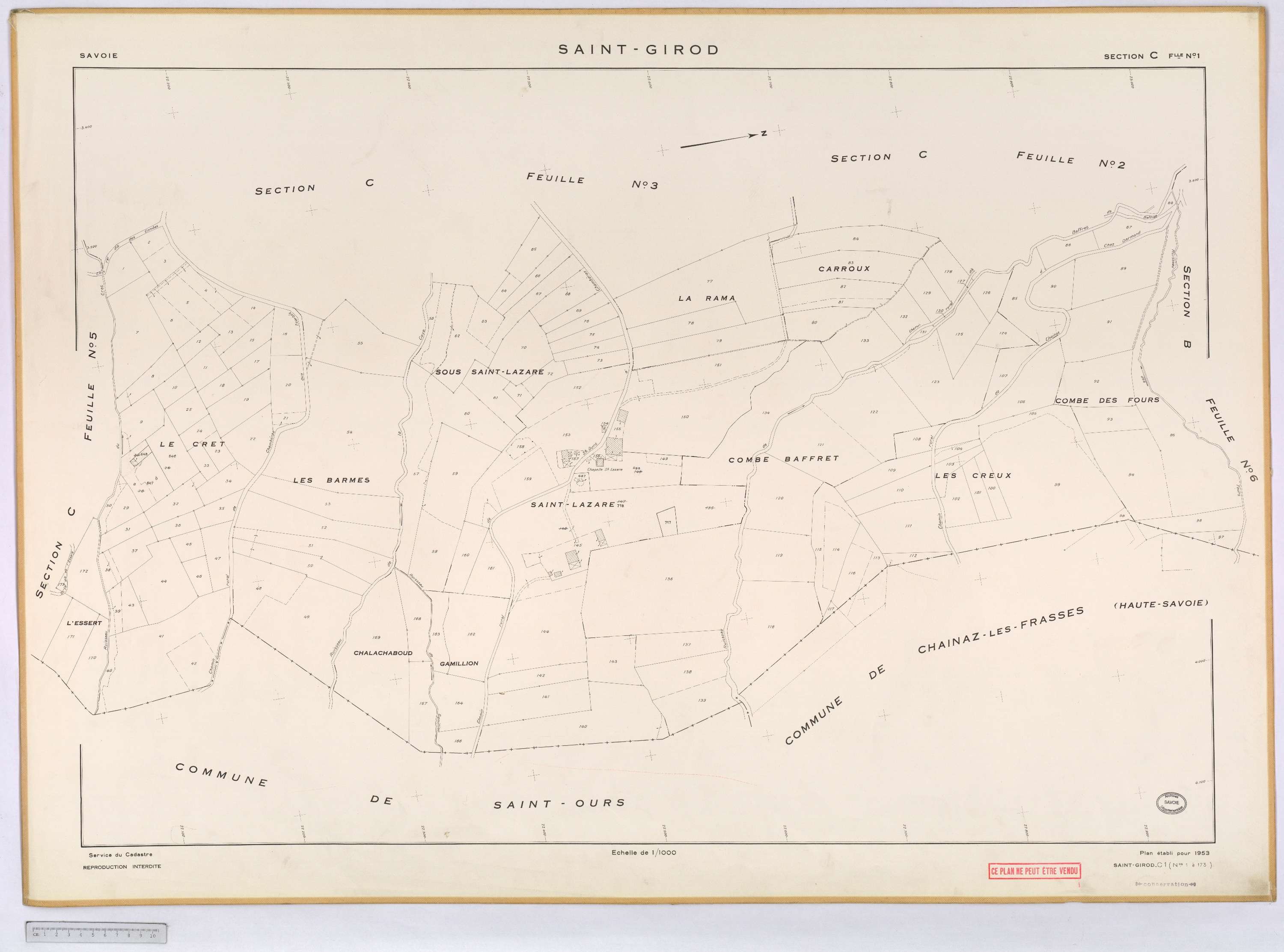Saint-Girod - Cadastre rénové, version définitive (1953).