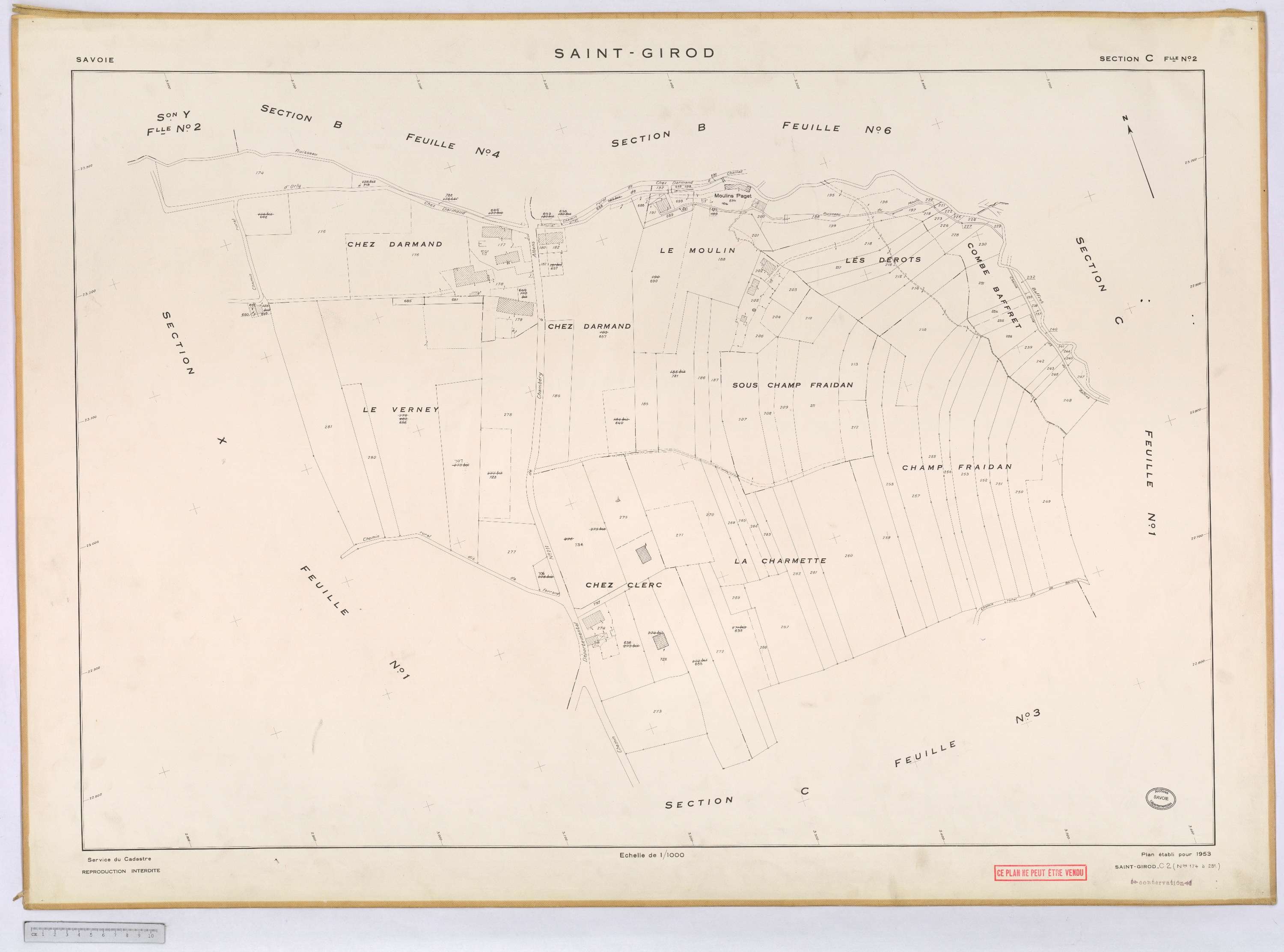 Saint-Girod - Cadastre rénové, version définitive (1953).