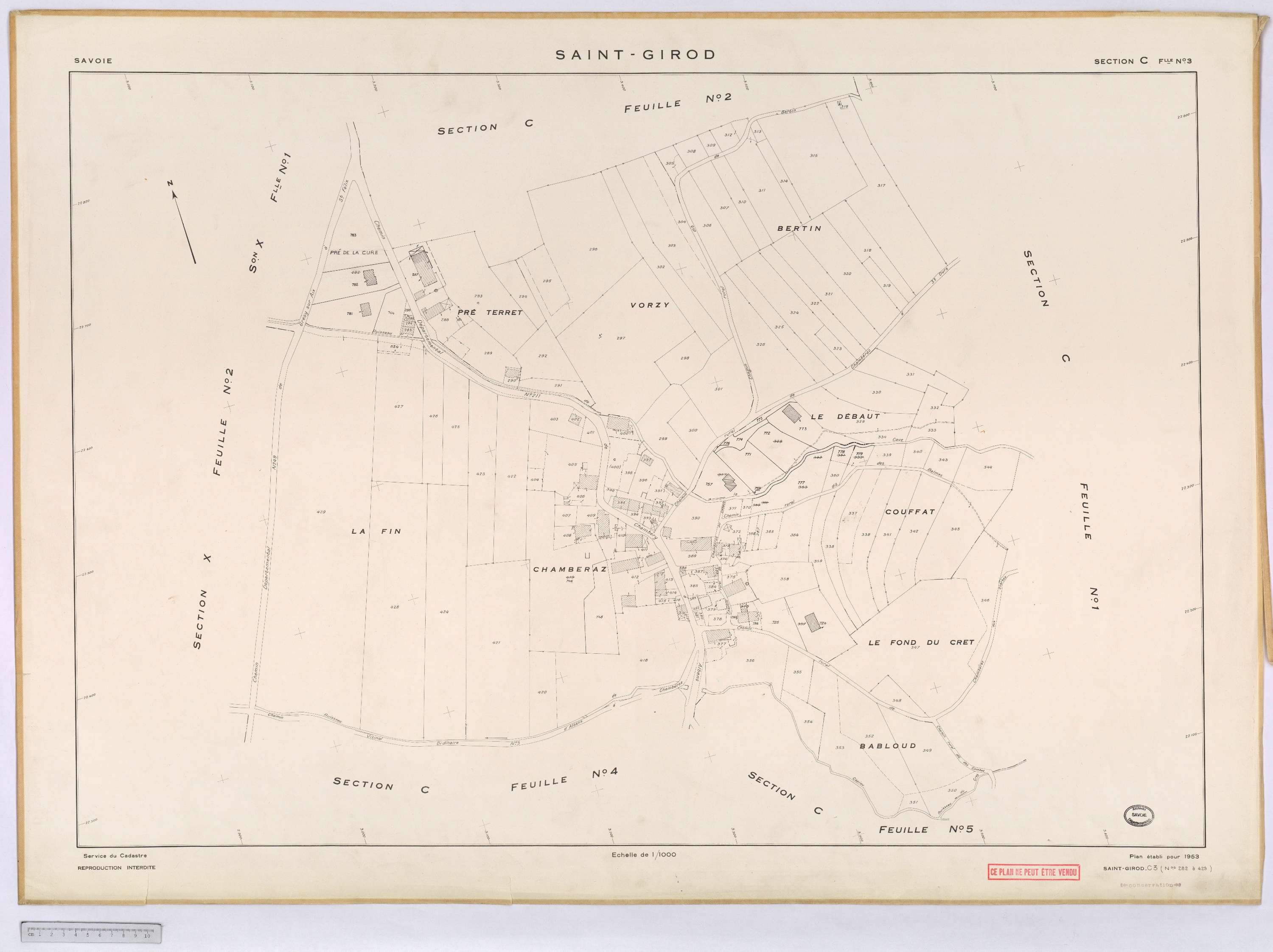Saint-Girod - Cadastre rénové, version définitive (1953).