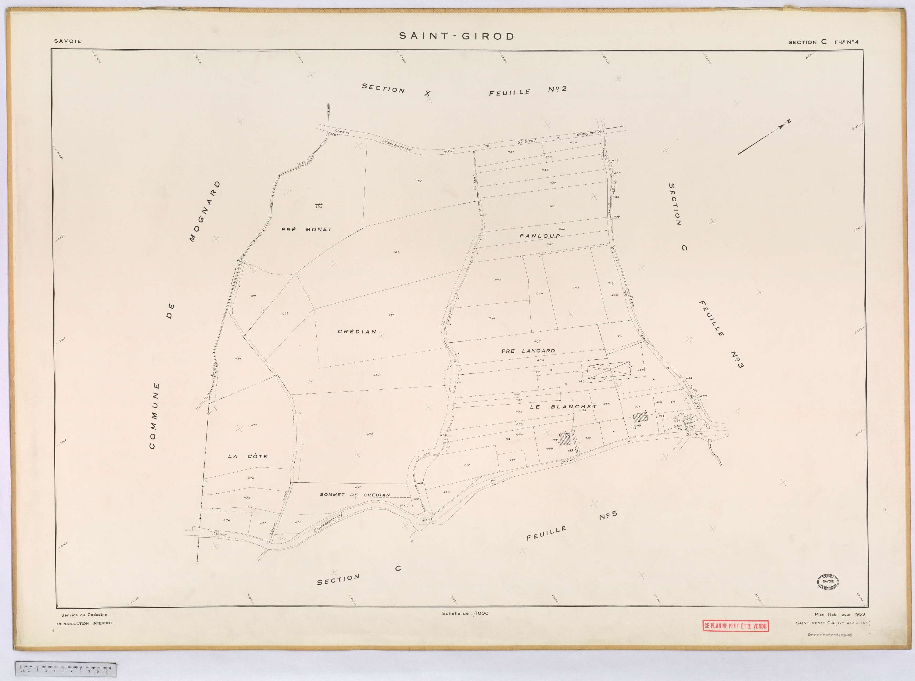 Saint-Girod - Cadastre rénové, version définitive (1953).