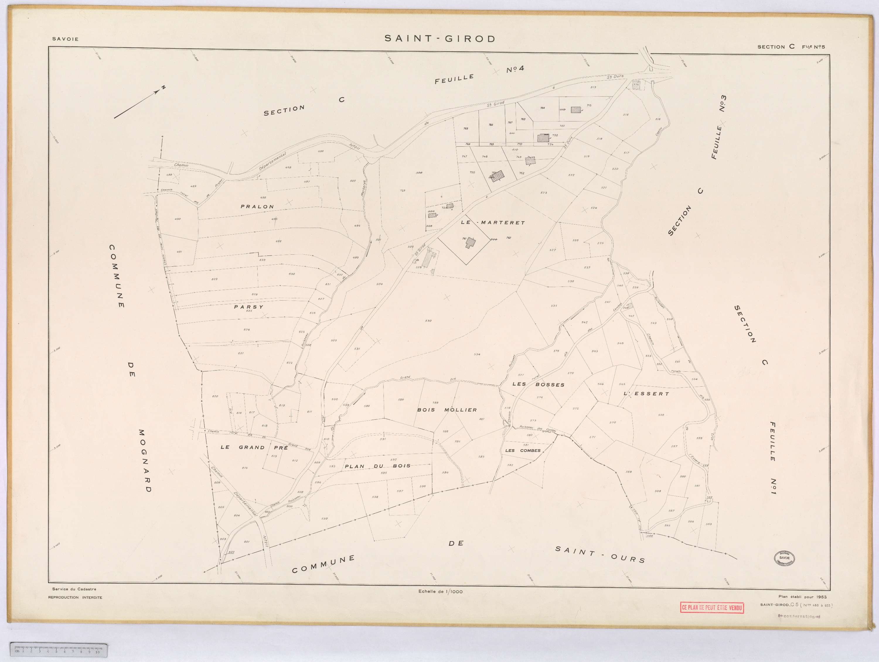 Saint-Girod - Cadastre rénové, version définitive (1953).
