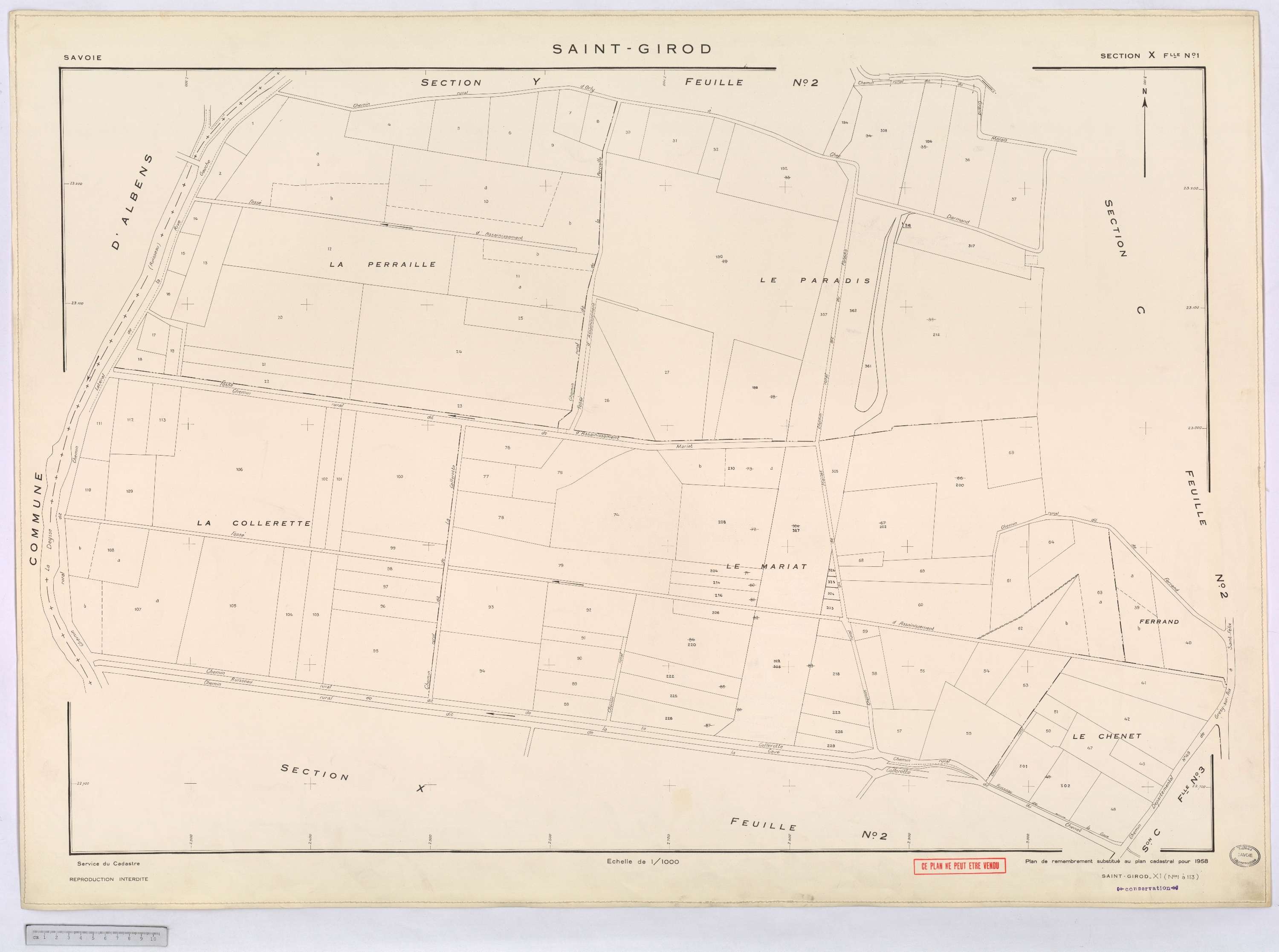 Saint-Girod - Cadastre remembré (1958).