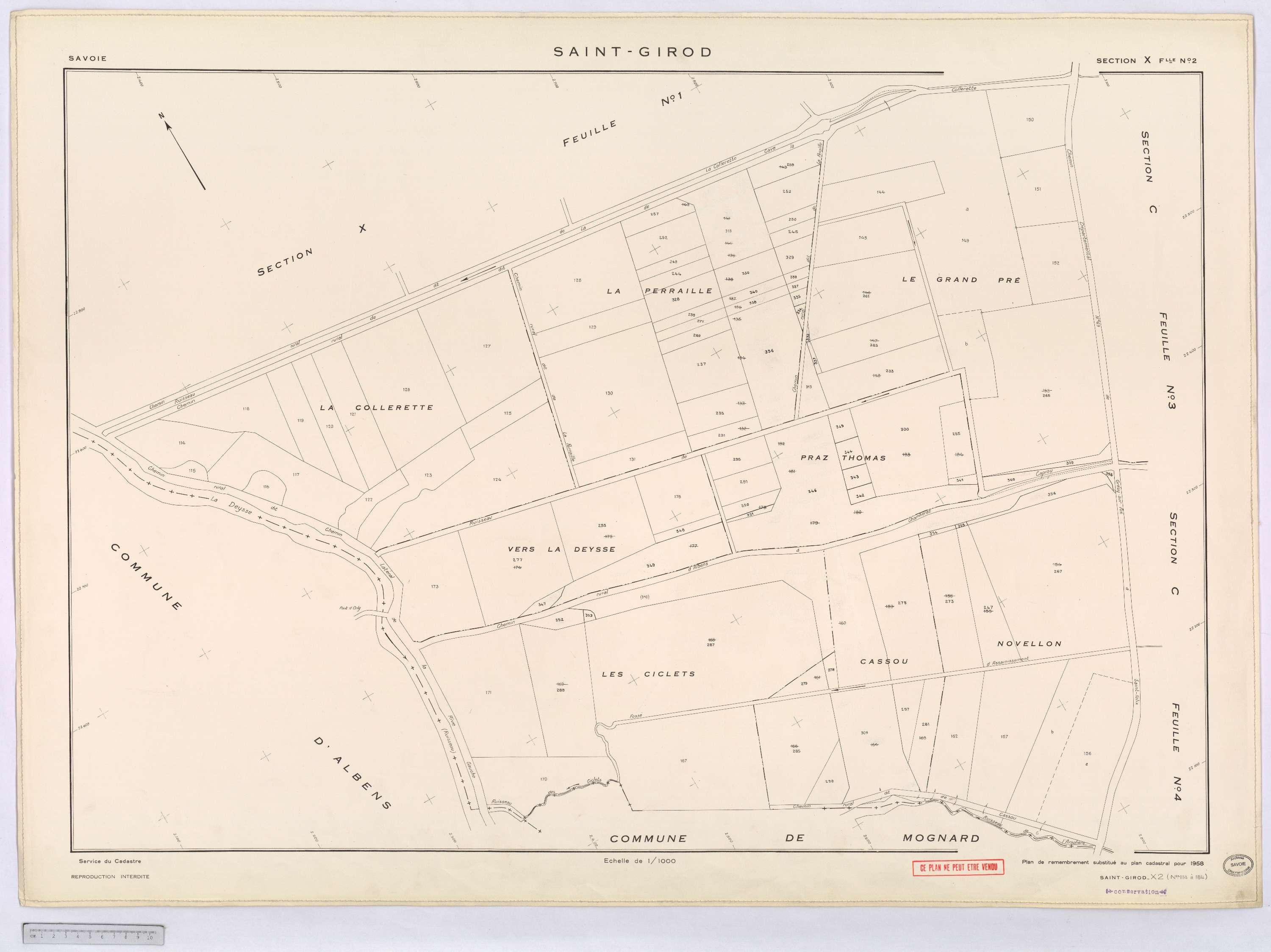 Saint-Girod - Cadastre remembré (1958).