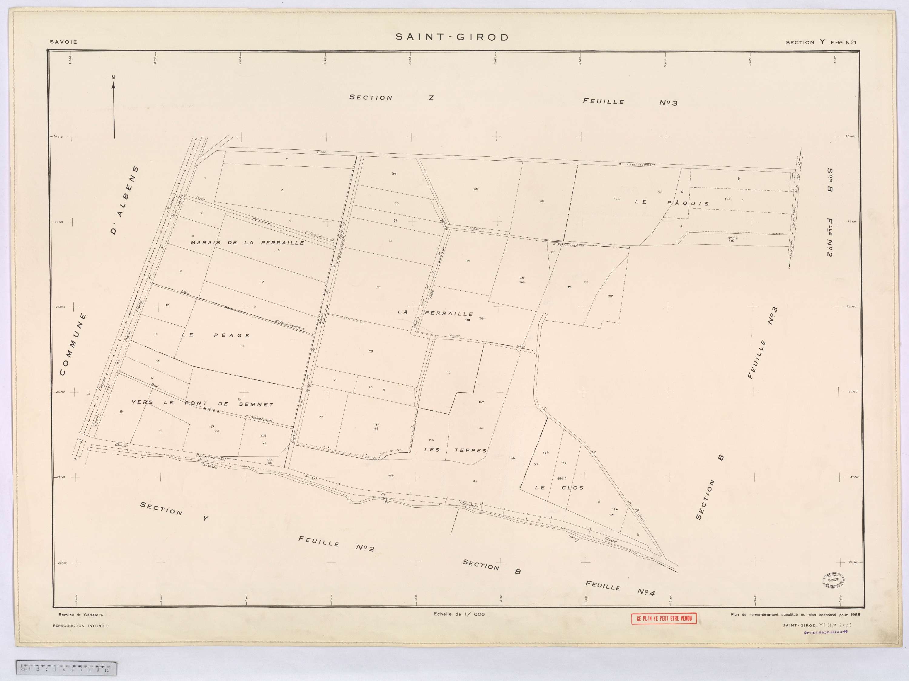 Saint-Girod - Cadastre remembré (1958).