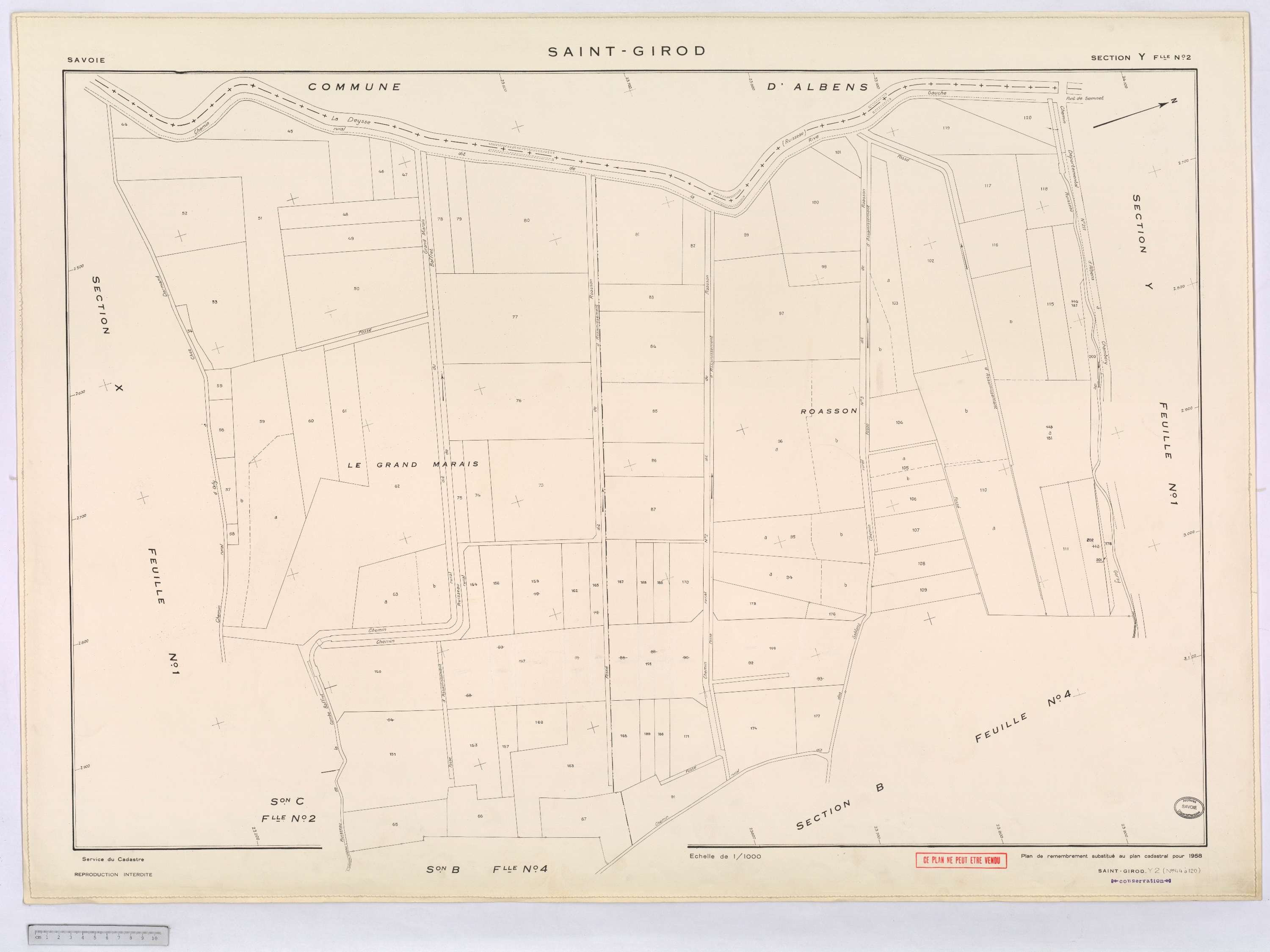 Saint-Girod - Cadastre remembré (1958).