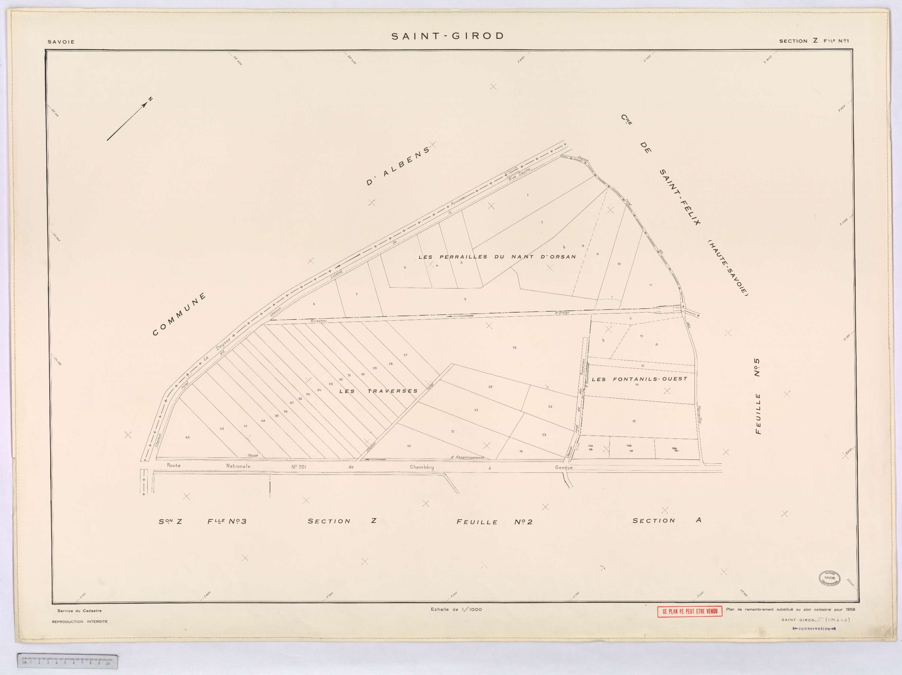 Saint-Girod - Cadastre remembré (1958).