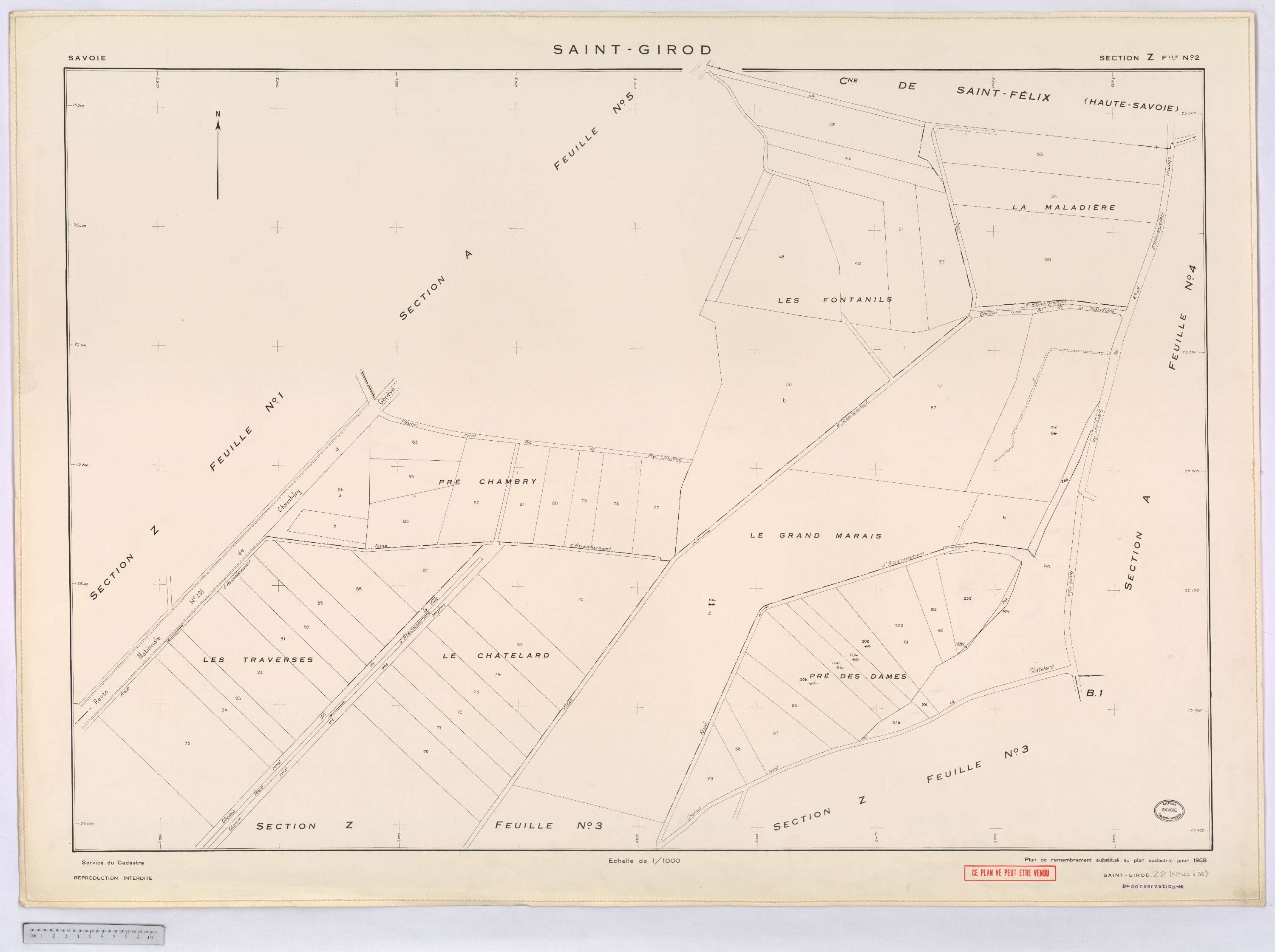 Saint-Girod - Cadastre remembré (1958).