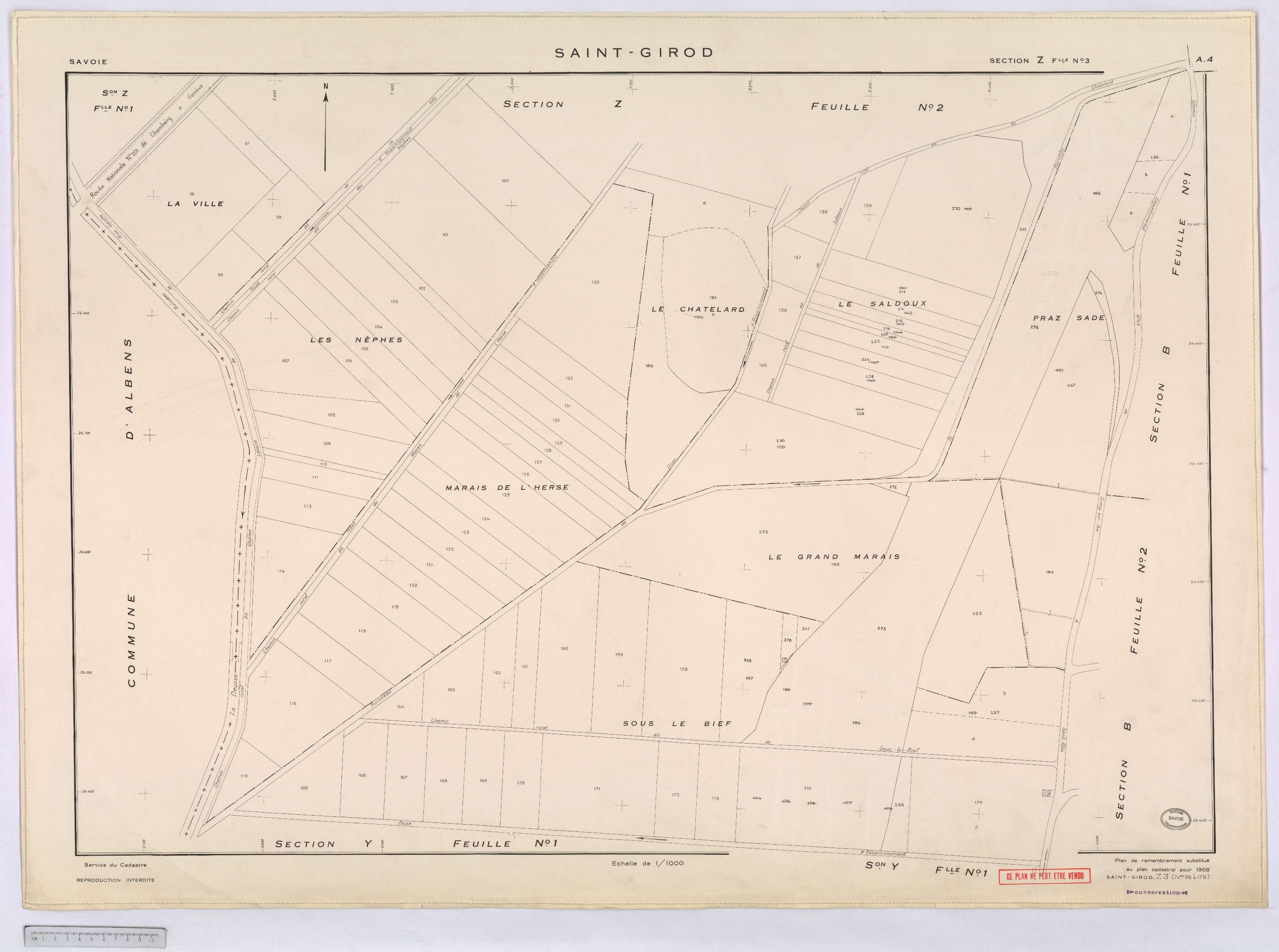 Saint-Girod - Cadastre remembré (1958).