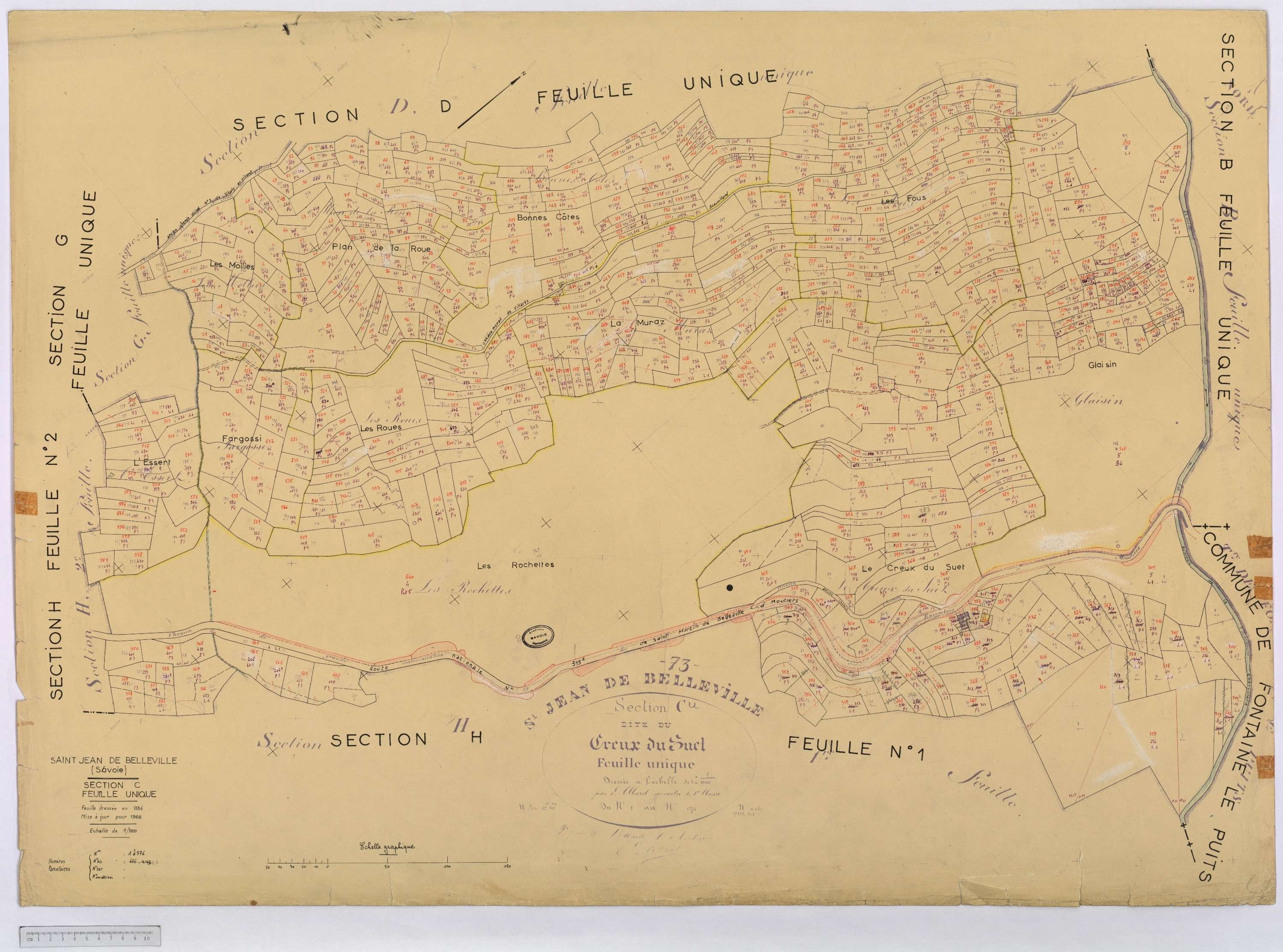 Saint-Jean-de-Belleville - Cadastre rénové (1964).