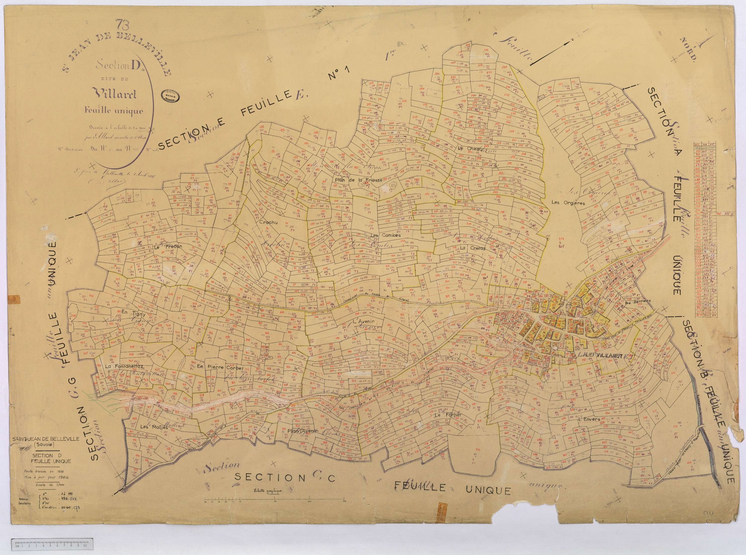 Saint-Jean-de-Belleville - Cadastre rénové (1964).