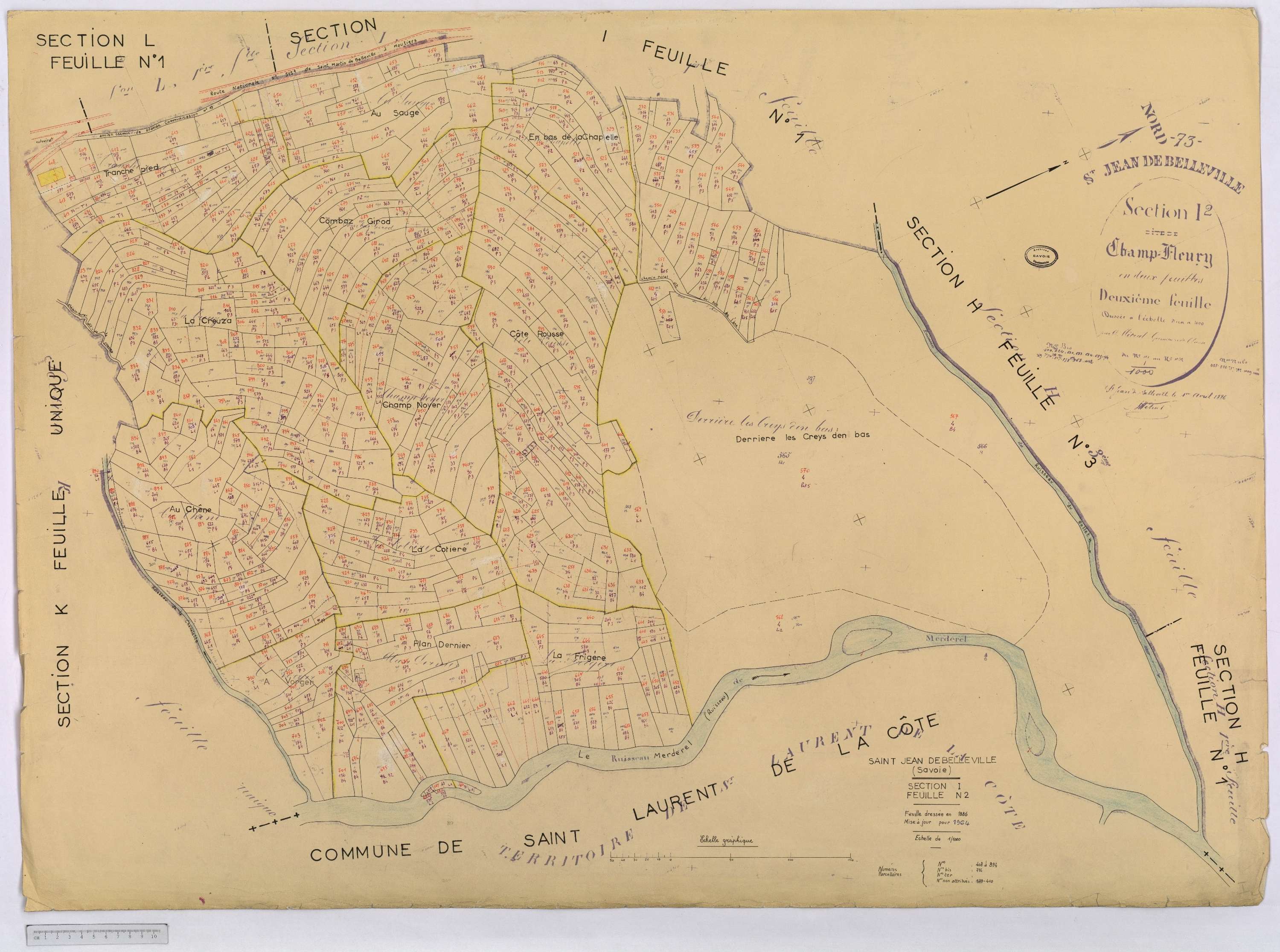 Saint-Jean-de-Belleville - Cadastre rénové (1964).