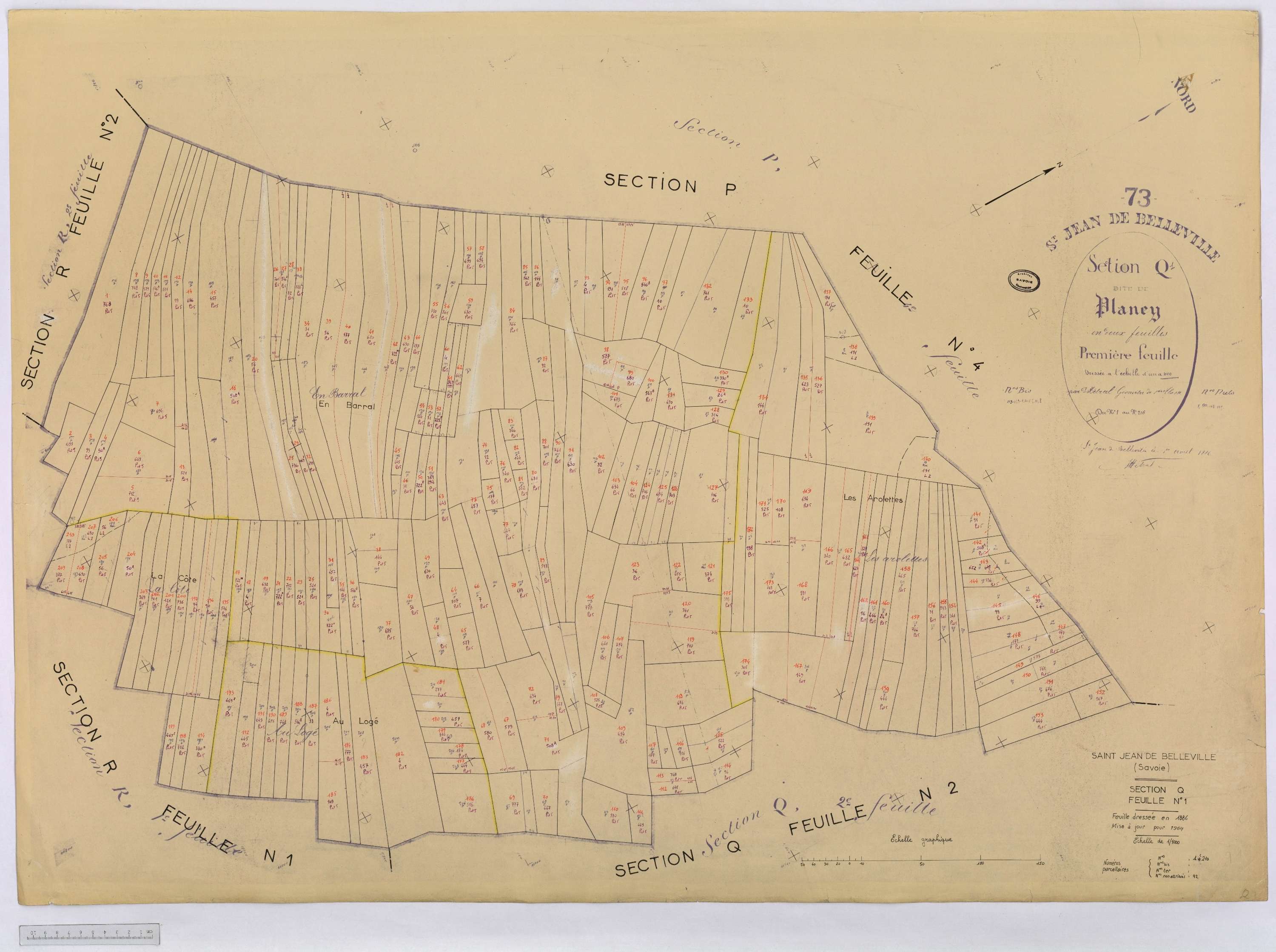 Saint-Jean-de-Belleville - Cadastre rénové (1964).