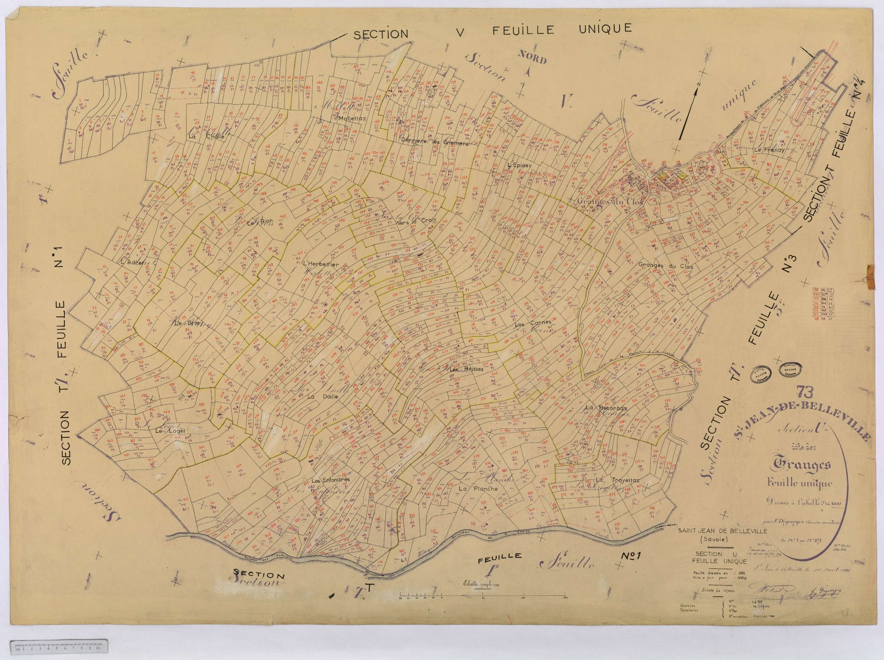 Saint-Jean-de-Belleville - Cadastre rénové (1964).