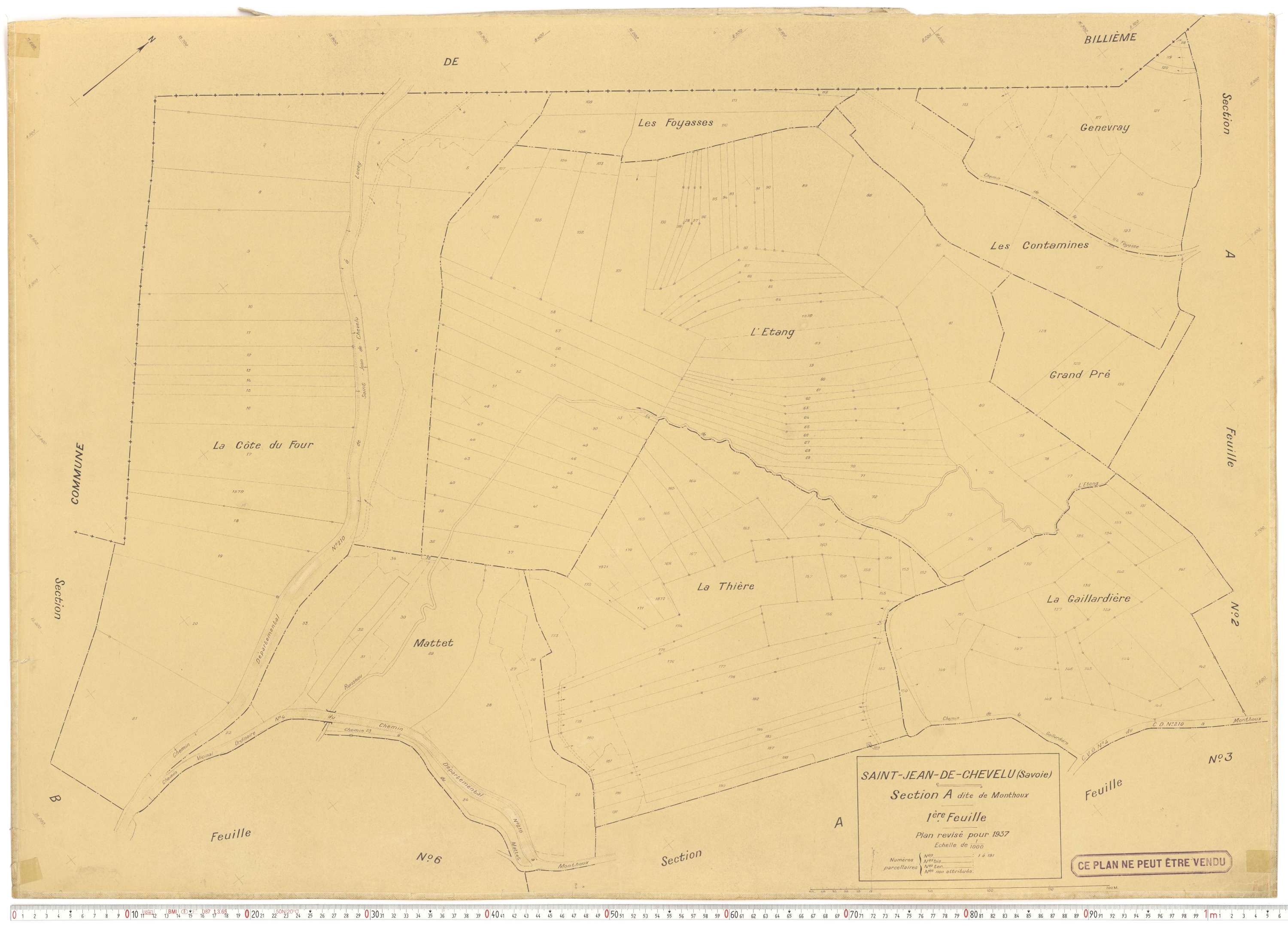 Saint-Jean-de-Chevelu - Plans cadastraux du cadastre rénové en 1937 et mis à jour en 1988.