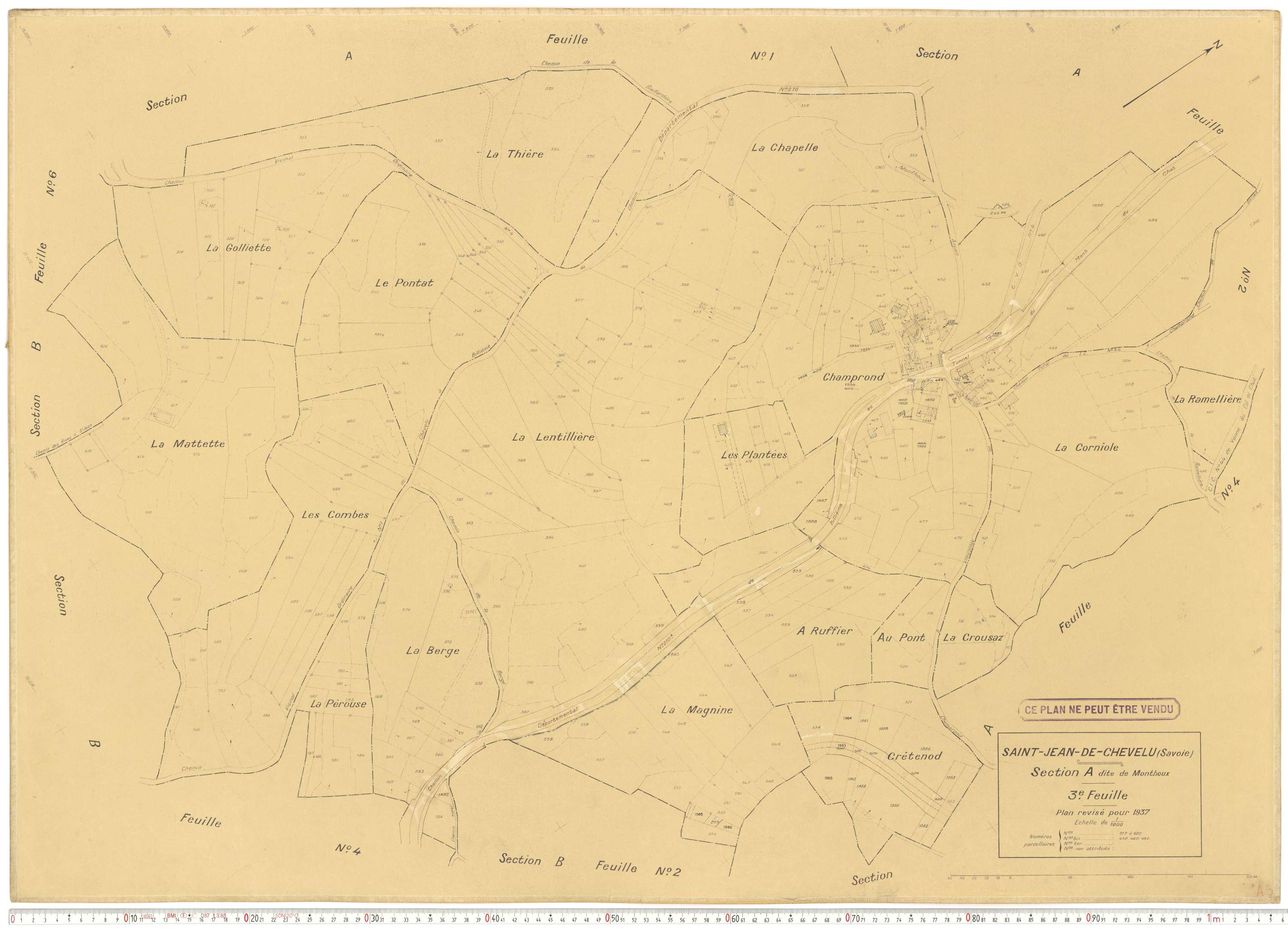 Saint-Jean-de-Chevelu - Plans cadastraux du cadastre rénové en 1937 et mis à jour en 1988.