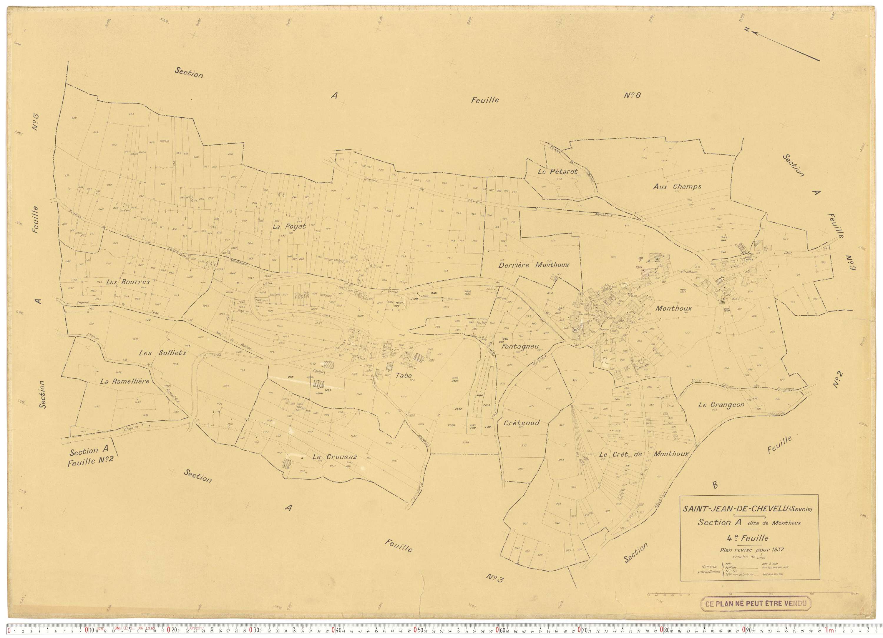 Saint-Jean-de-Chevelu - Plans cadastraux du cadastre rénové en 1937 et mis à jour en 1988.