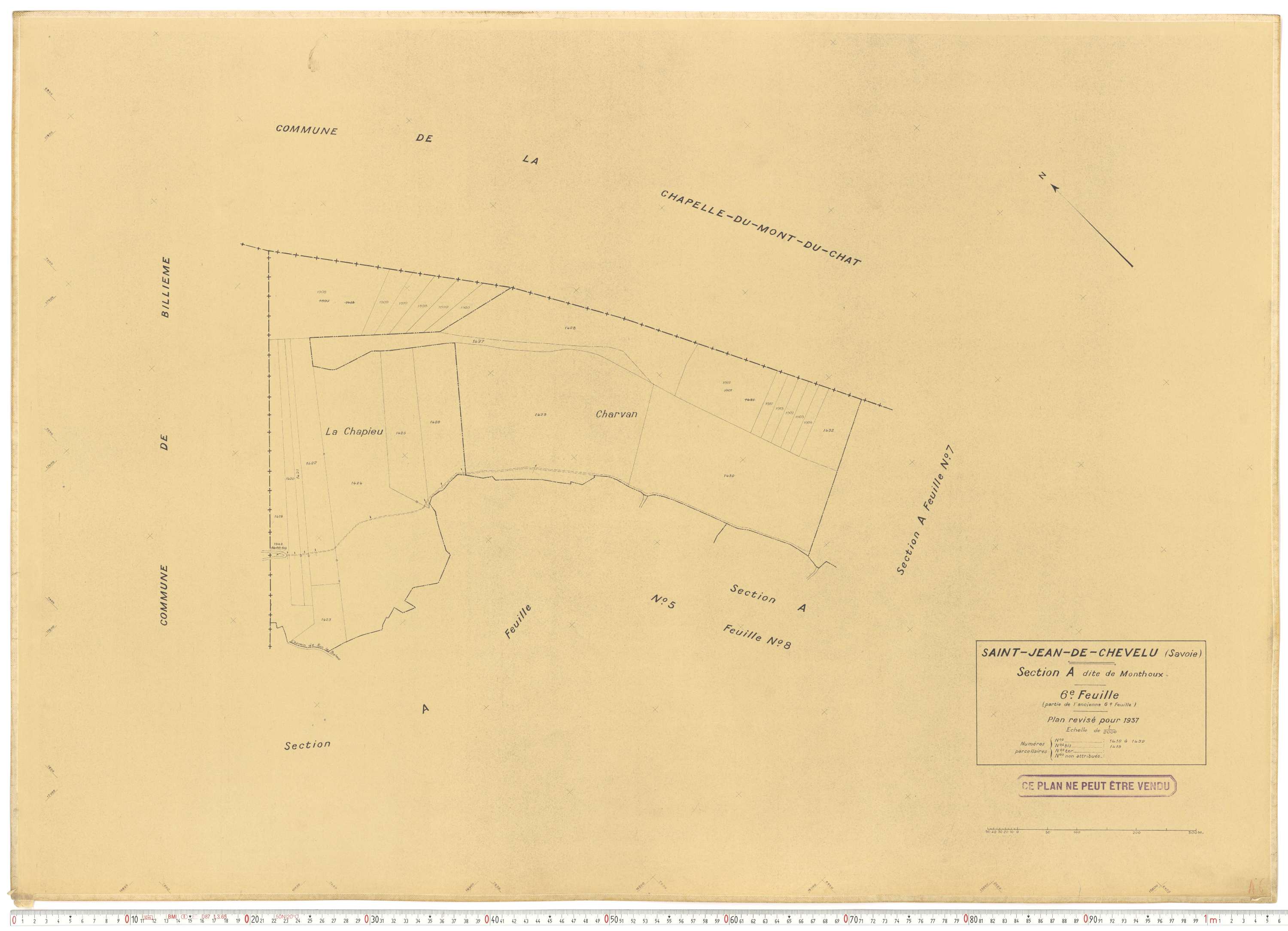 Saint-Jean-de-Chevelu - Plans cadastraux du cadastre rénové en 1937 et mis à jour en 1988.