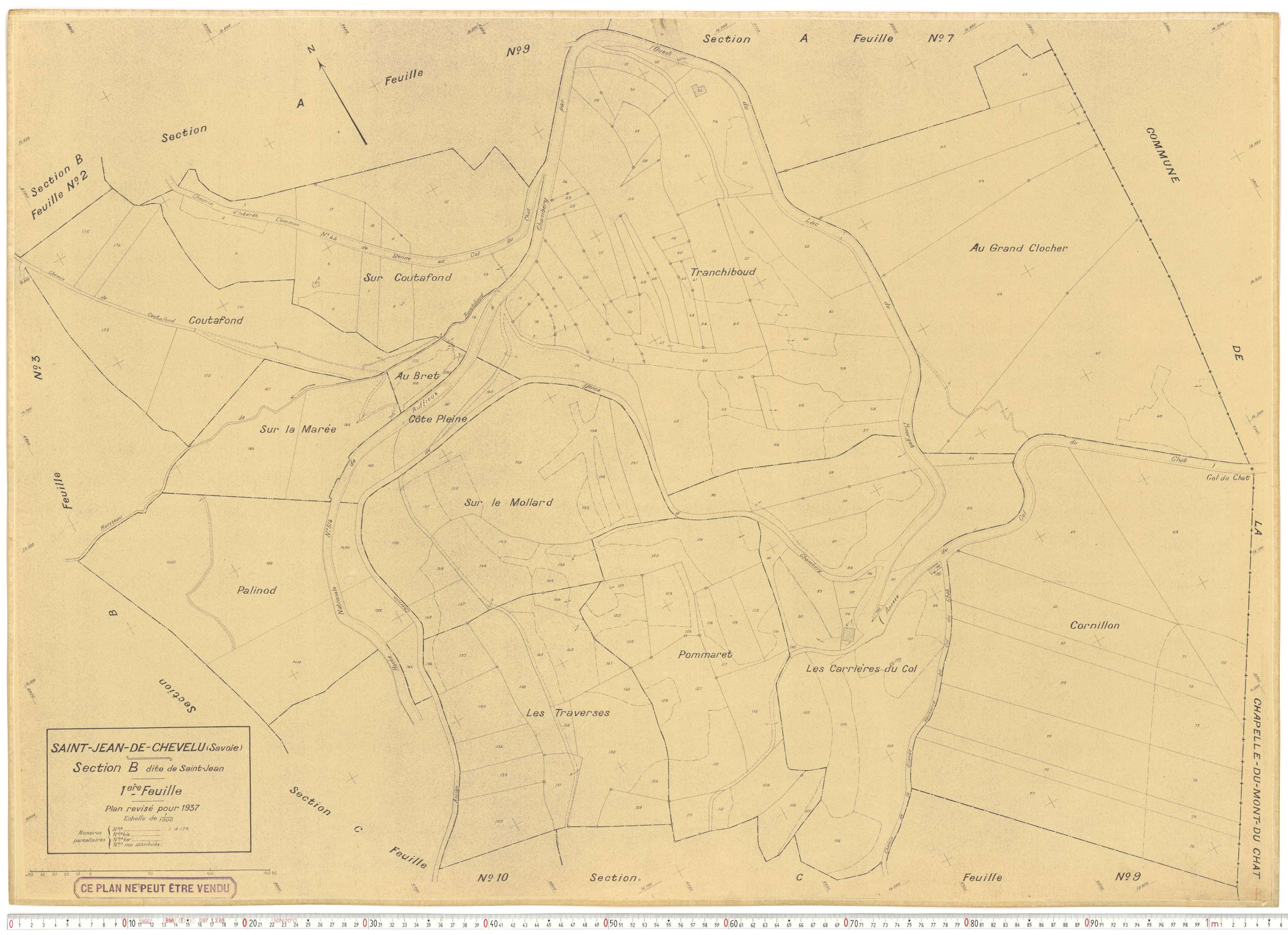 Saint-Jean-de-Chevelu - Plans cadastraux du cadastre rénové en 1937 et mis à jour en 1988.