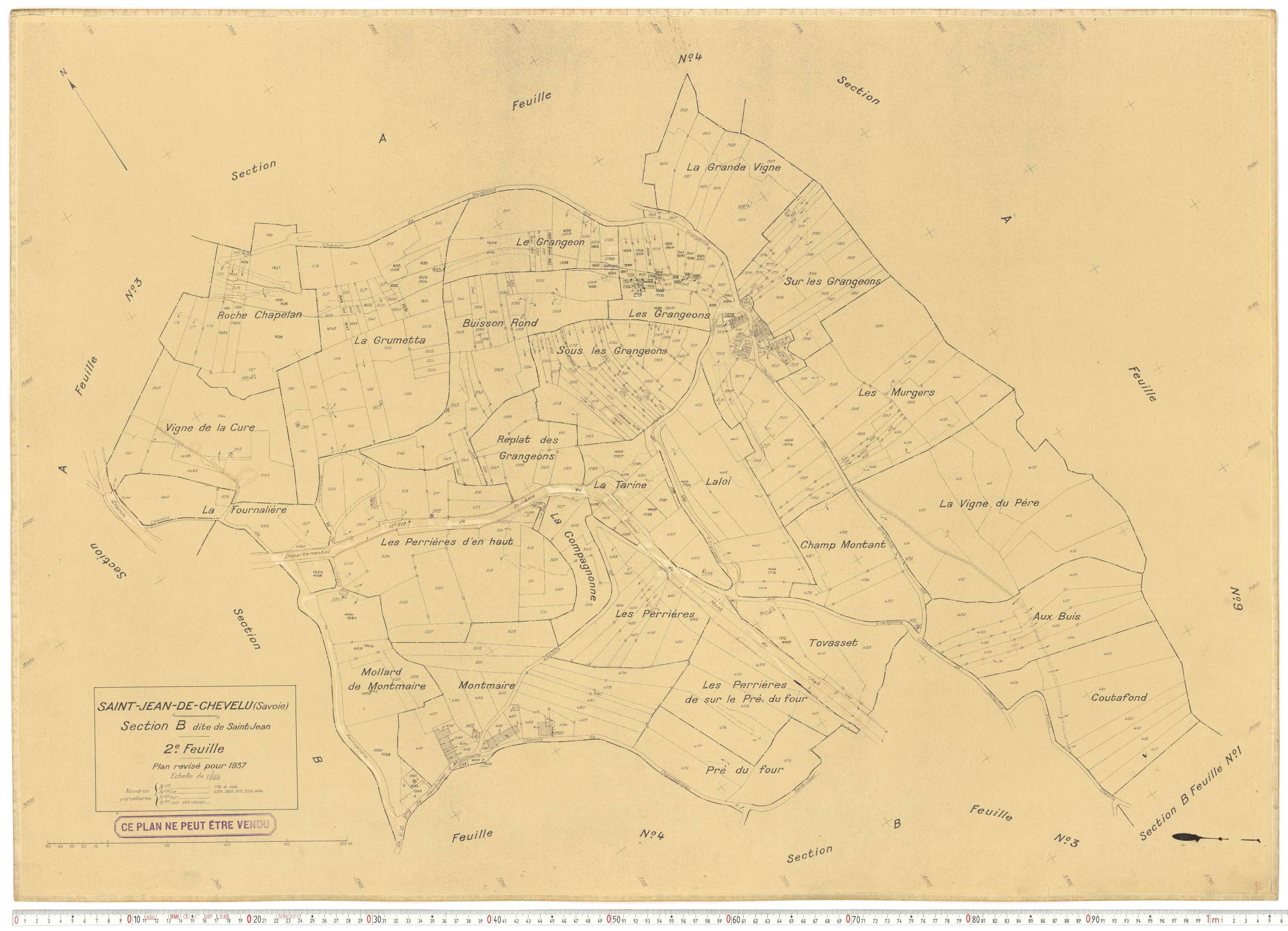 Saint-Jean-de-Chevelu - Plans cadastraux du cadastre rénové en 1937 et mis à jour en 1988.