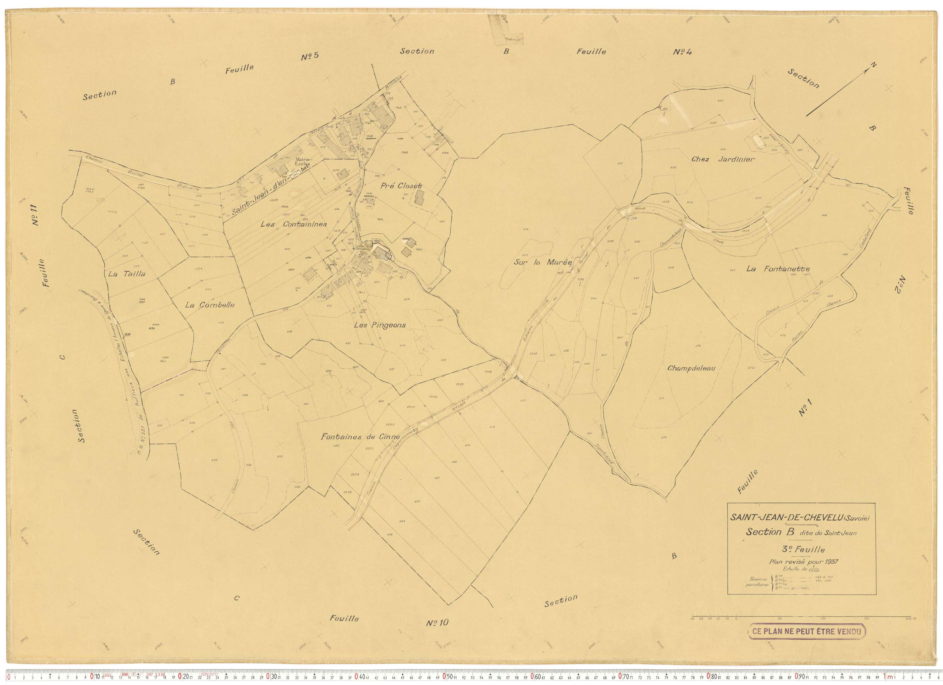 Saint-Jean-de-Chevelu - Plans cadastraux du cadastre rénové en 1937 et mis à jour en 1988.