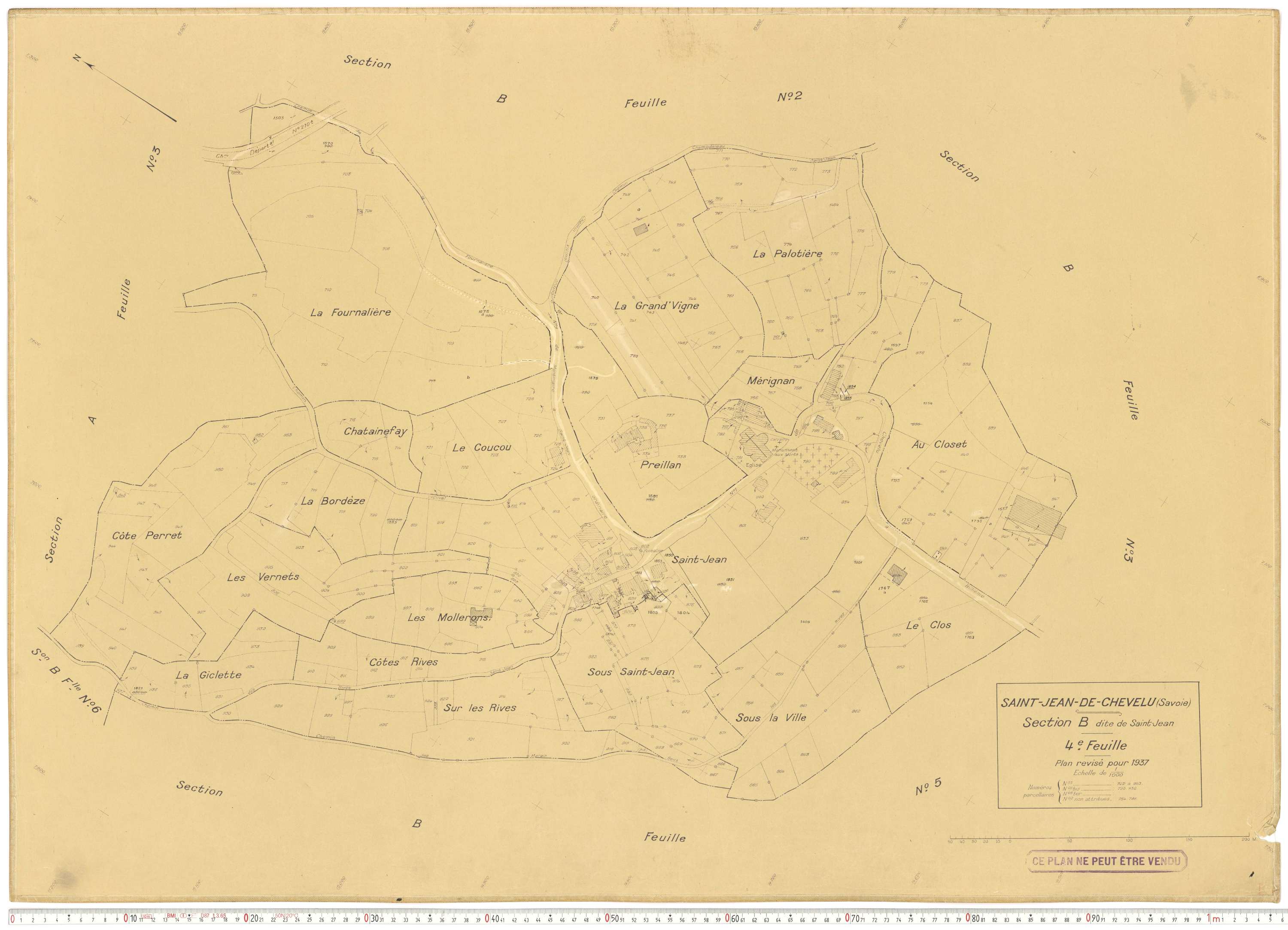 Saint-Jean-de-Chevelu - Plans cadastraux du cadastre rénové en 1937 et mis à jour en 1988.