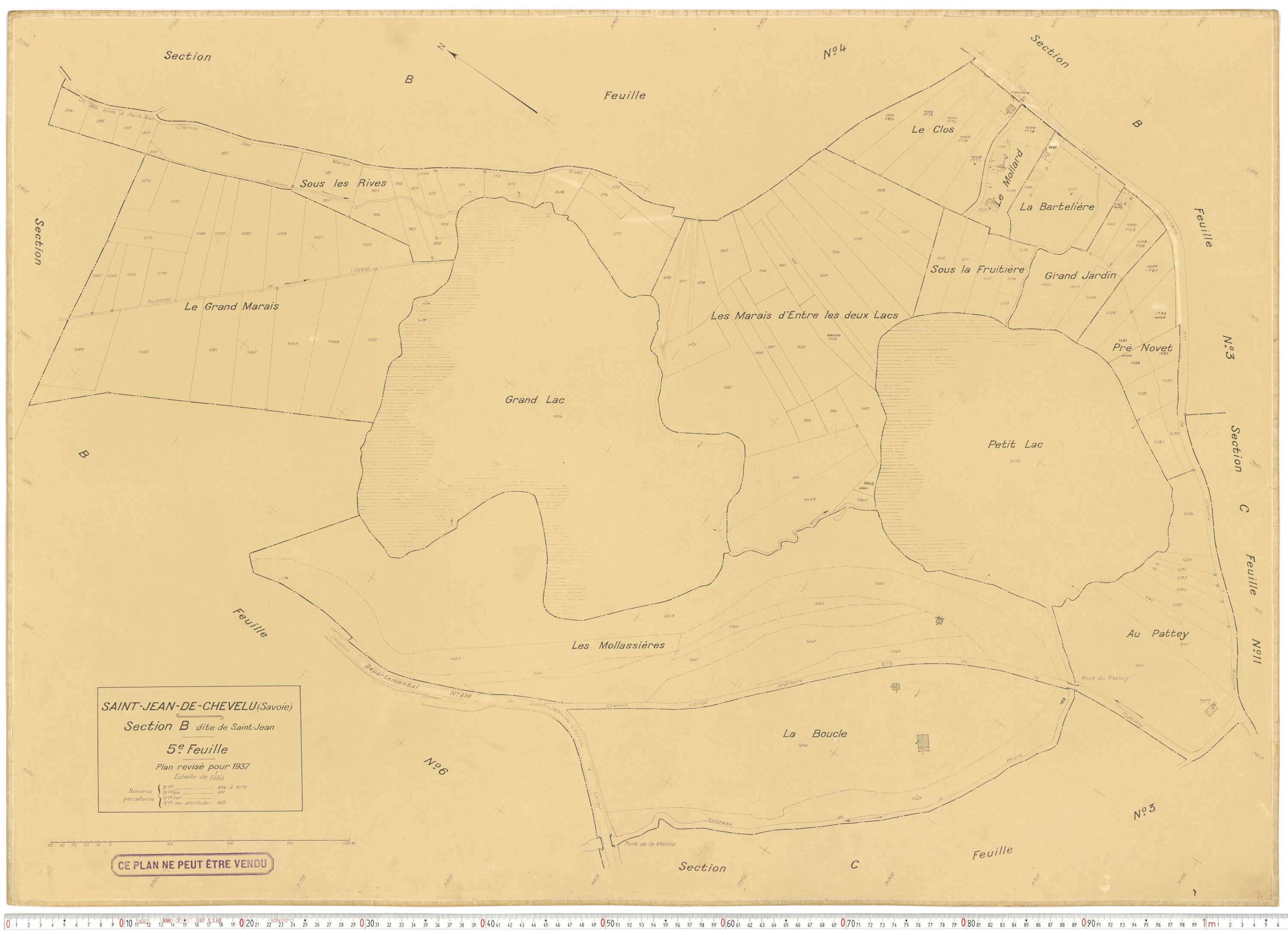Saint-Jean-de-Chevelu - Plans cadastraux du cadastre rénové en 1937 et mis à jour en 1988.