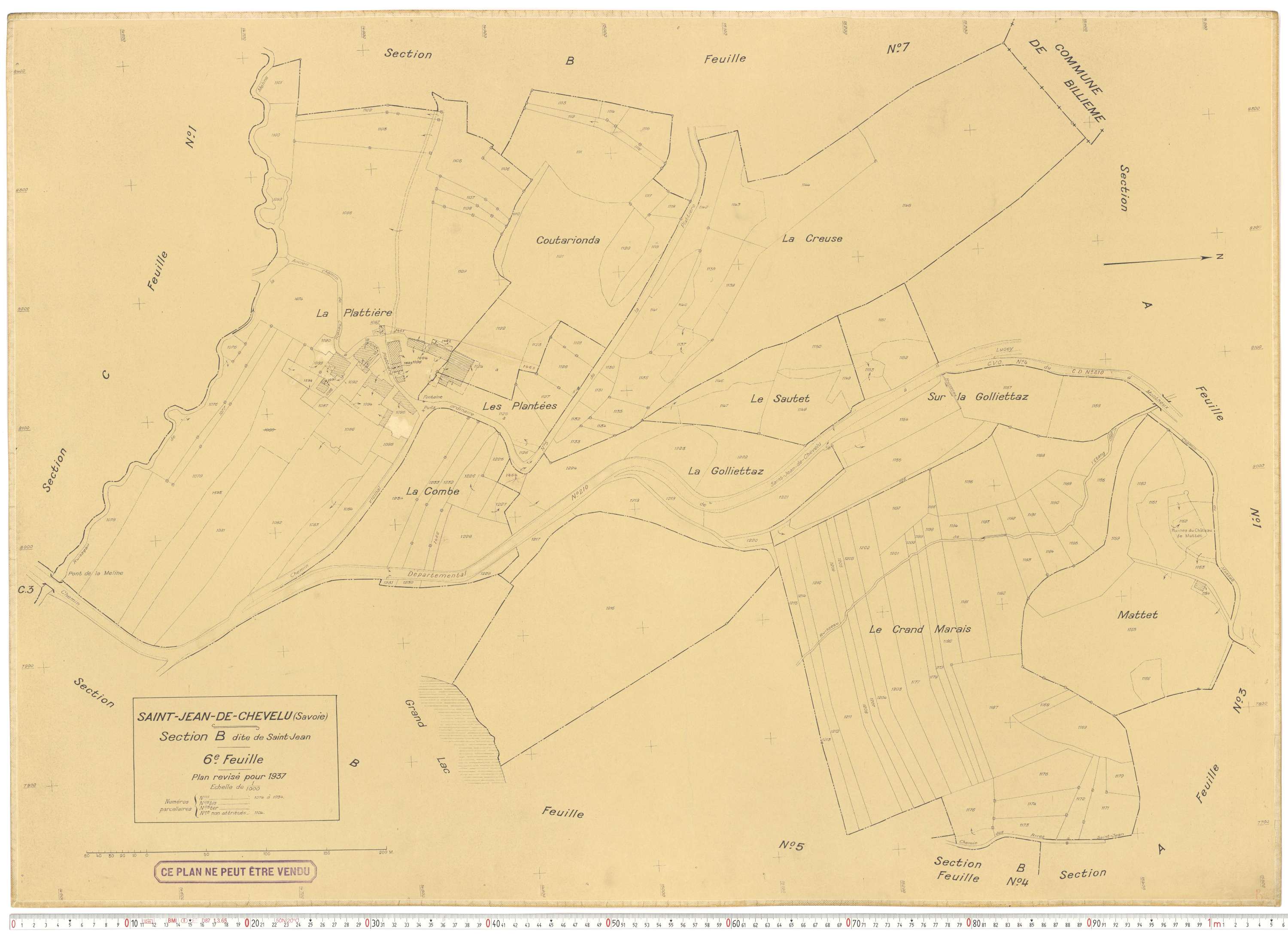 Saint-Jean-de-Chevelu - Plans cadastraux du cadastre rénové en 1937 et mis à jour en 1988.