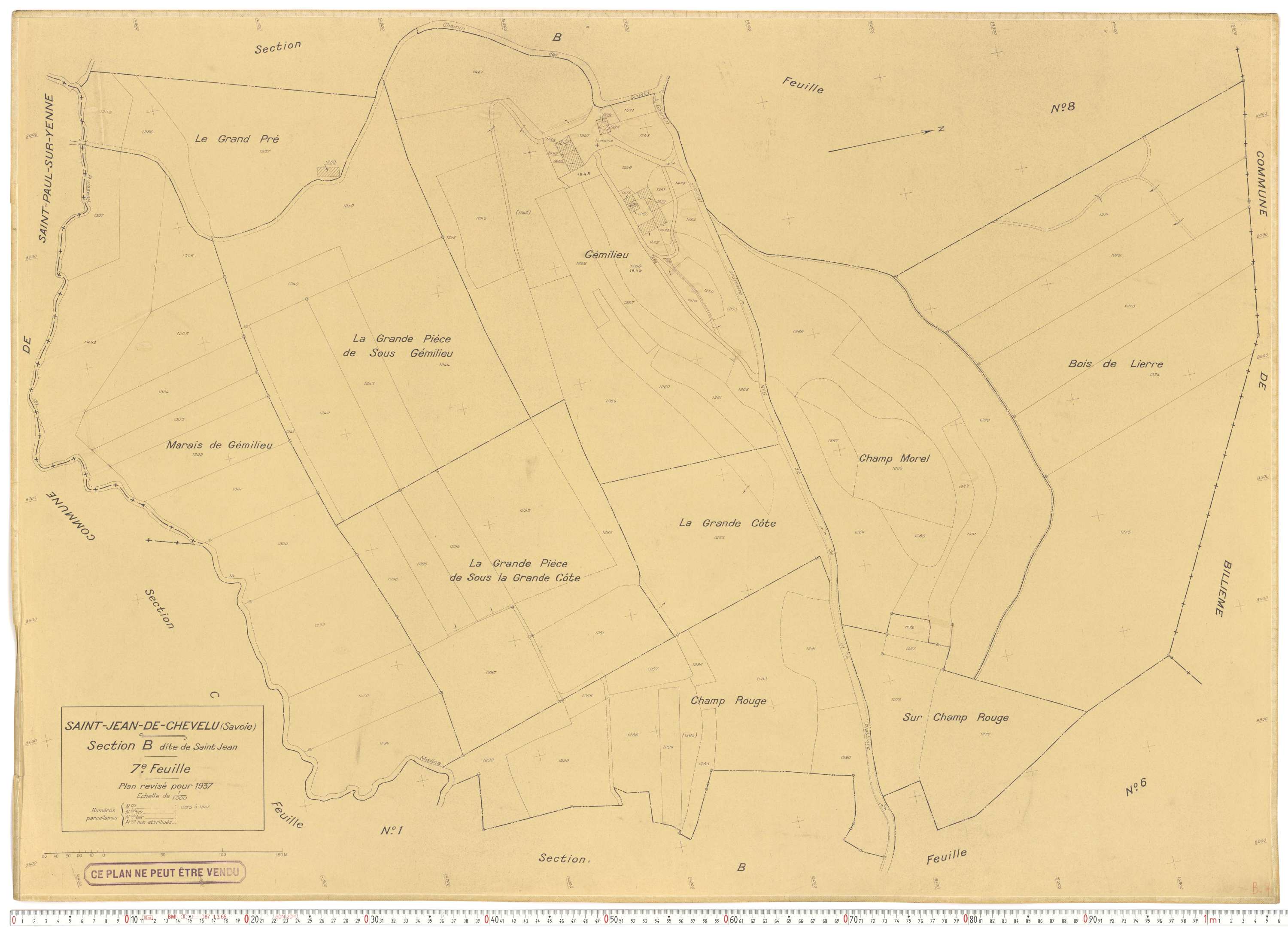 Saint-Jean-de-Chevelu - Plans cadastraux du cadastre rénové en 1937 et mis à jour en 1988.