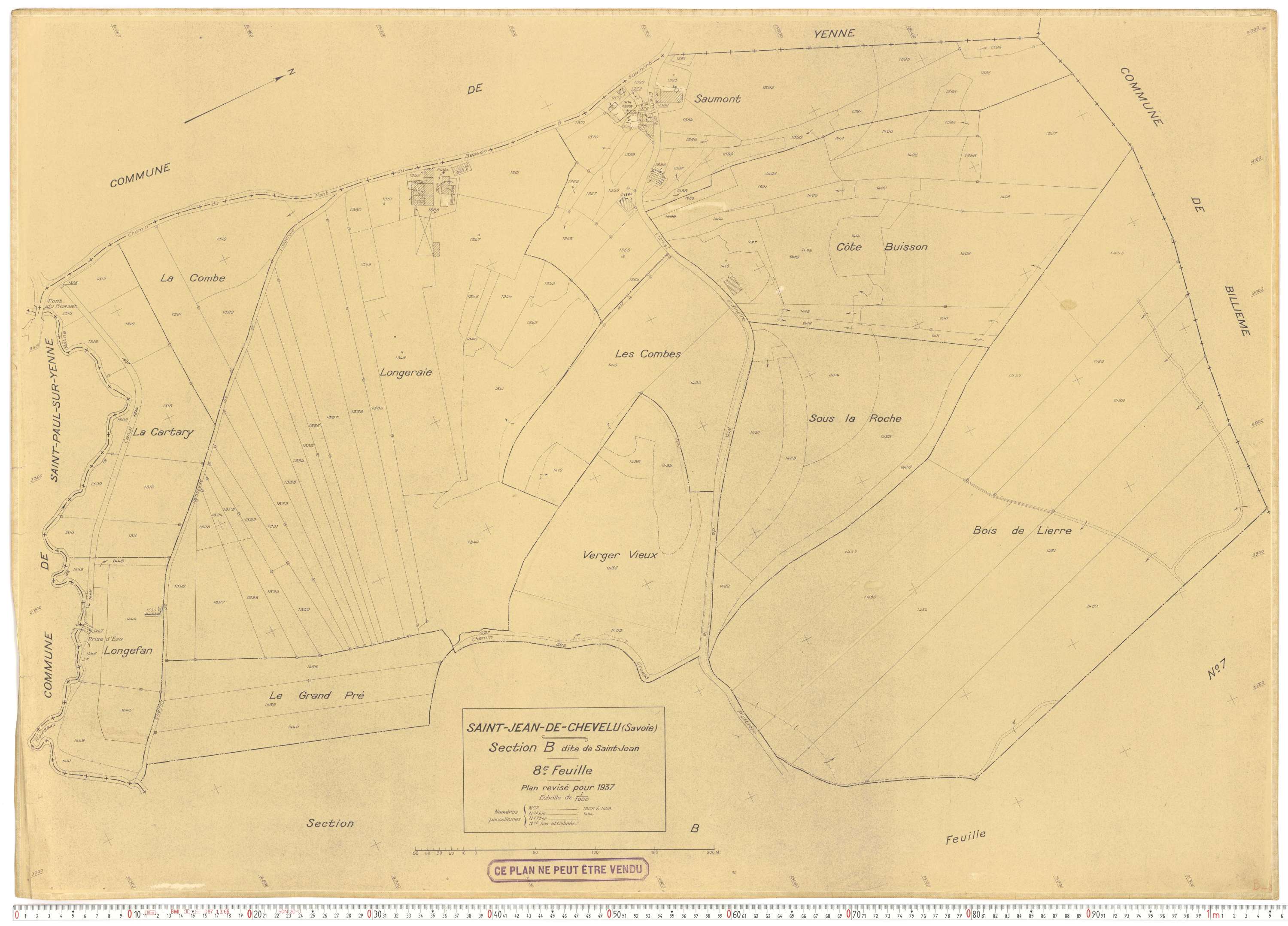 Saint-Jean-de-Chevelu - Plans cadastraux du cadastre rénové en 1937 et mis à jour en 1988.