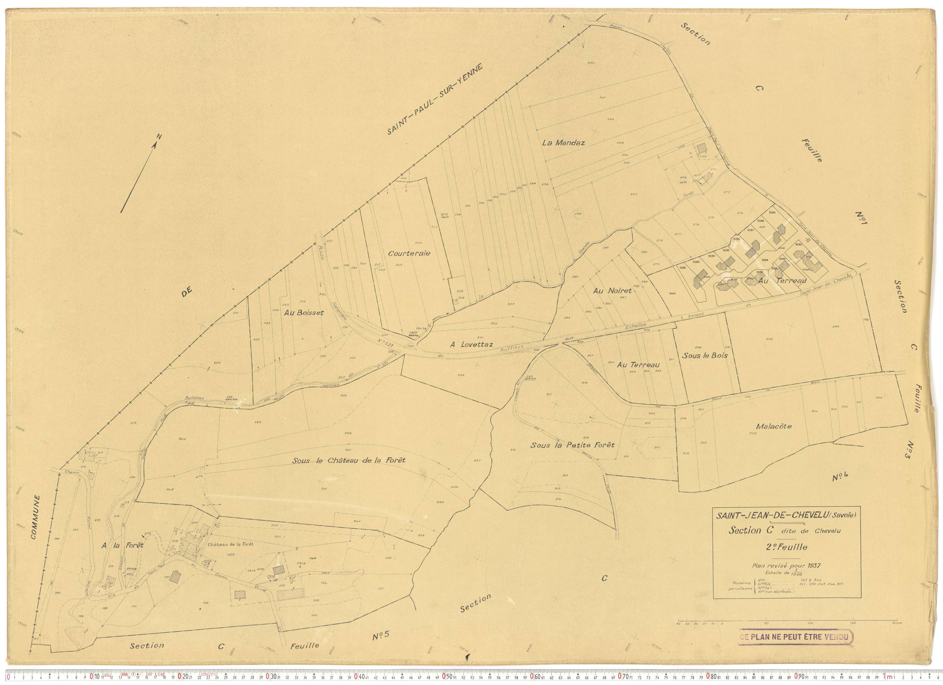 Saint-Jean-de-Chevelu - Plans cadastraux du cadastre rénové en 1937 et mis à jour en 1988.