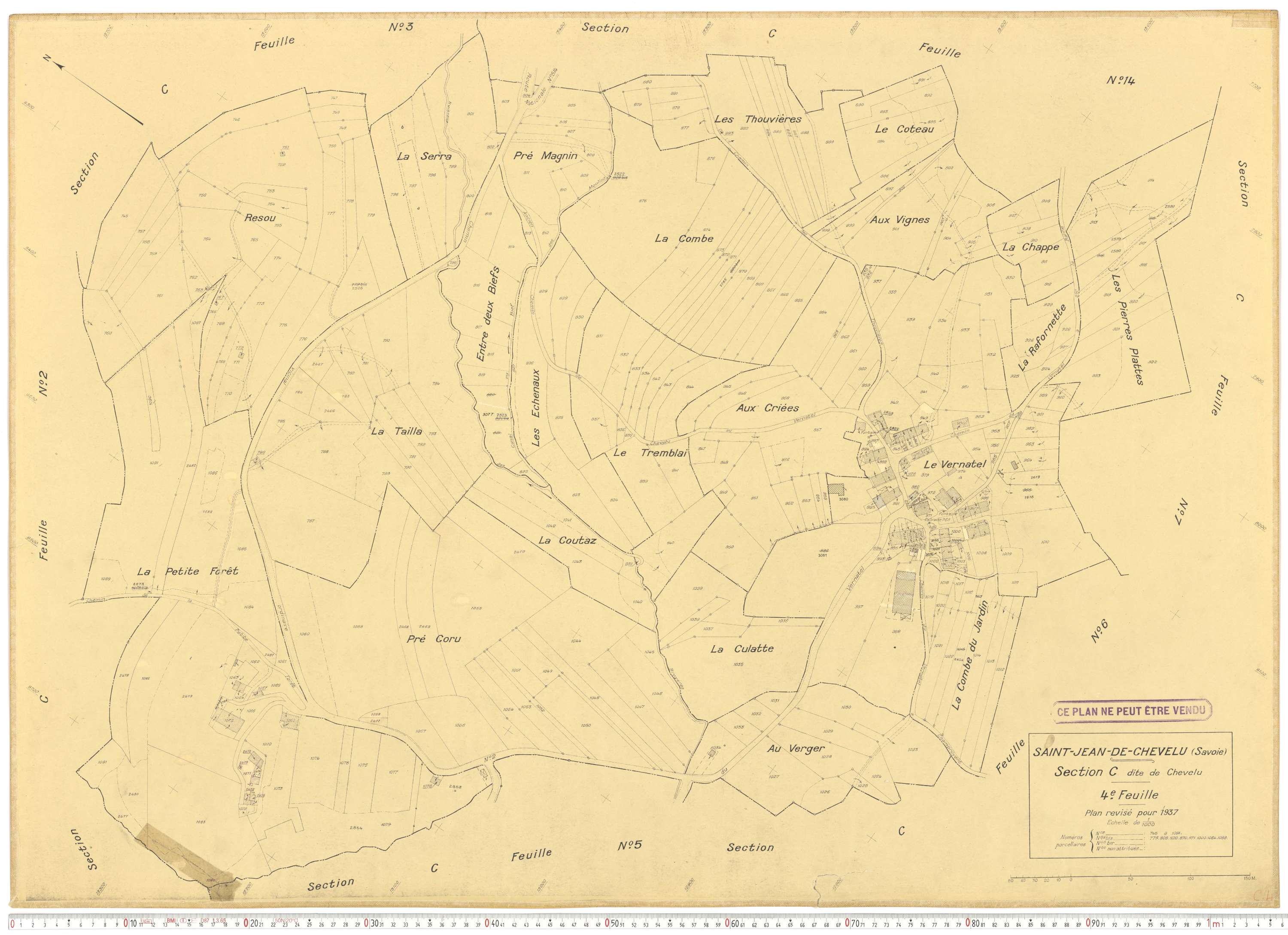 Saint-Jean-de-Chevelu - Plans cadastraux du cadastre rénové en 1937 et mis à jour en 1988.