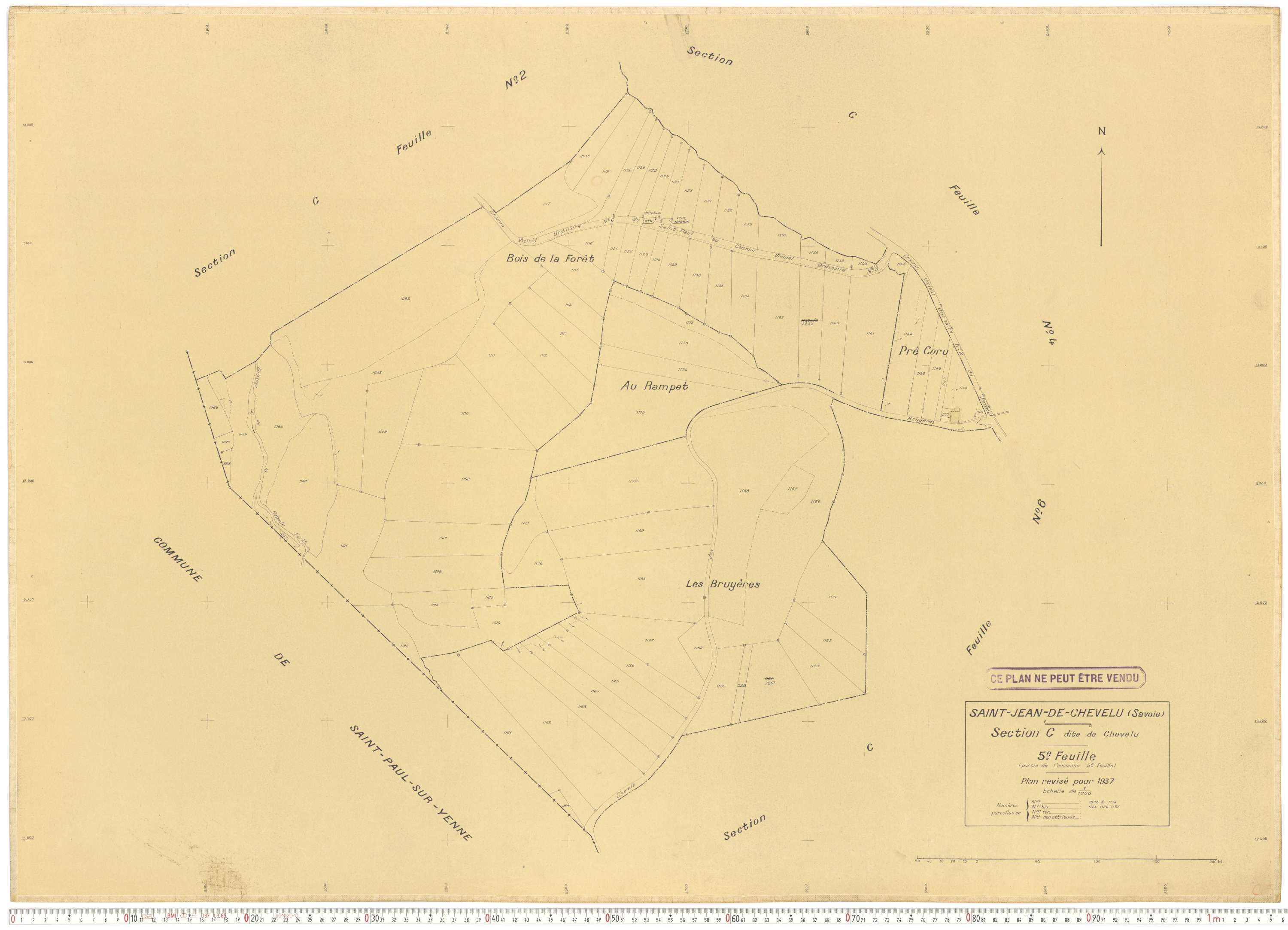 Saint-Jean-de-Chevelu - Plans cadastraux du cadastre rénové en 1937 et mis à jour en 1988.
