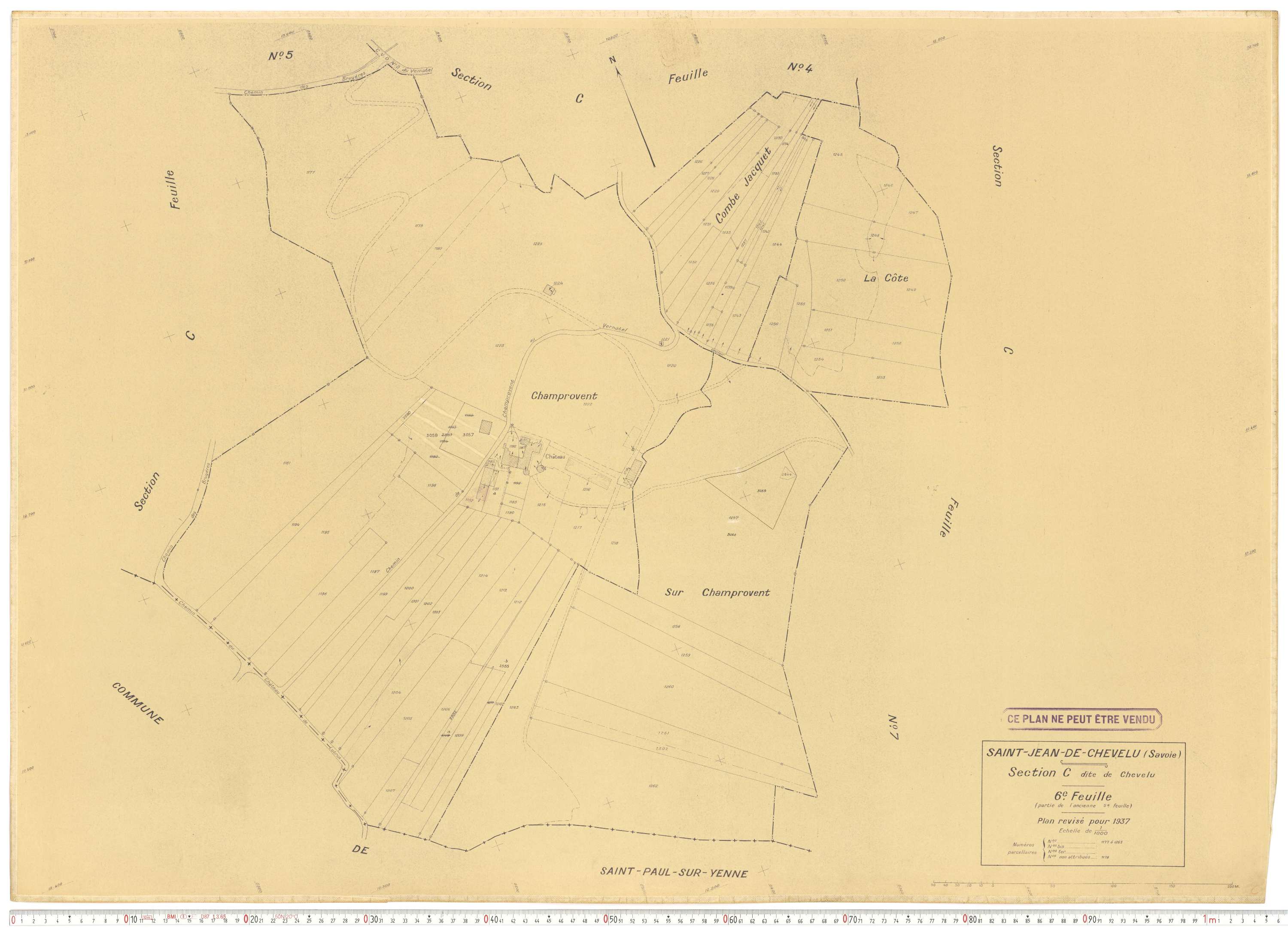 Saint-Jean-de-Chevelu - Plans cadastraux du cadastre rénové en 1937 et mis à jour en 1988.