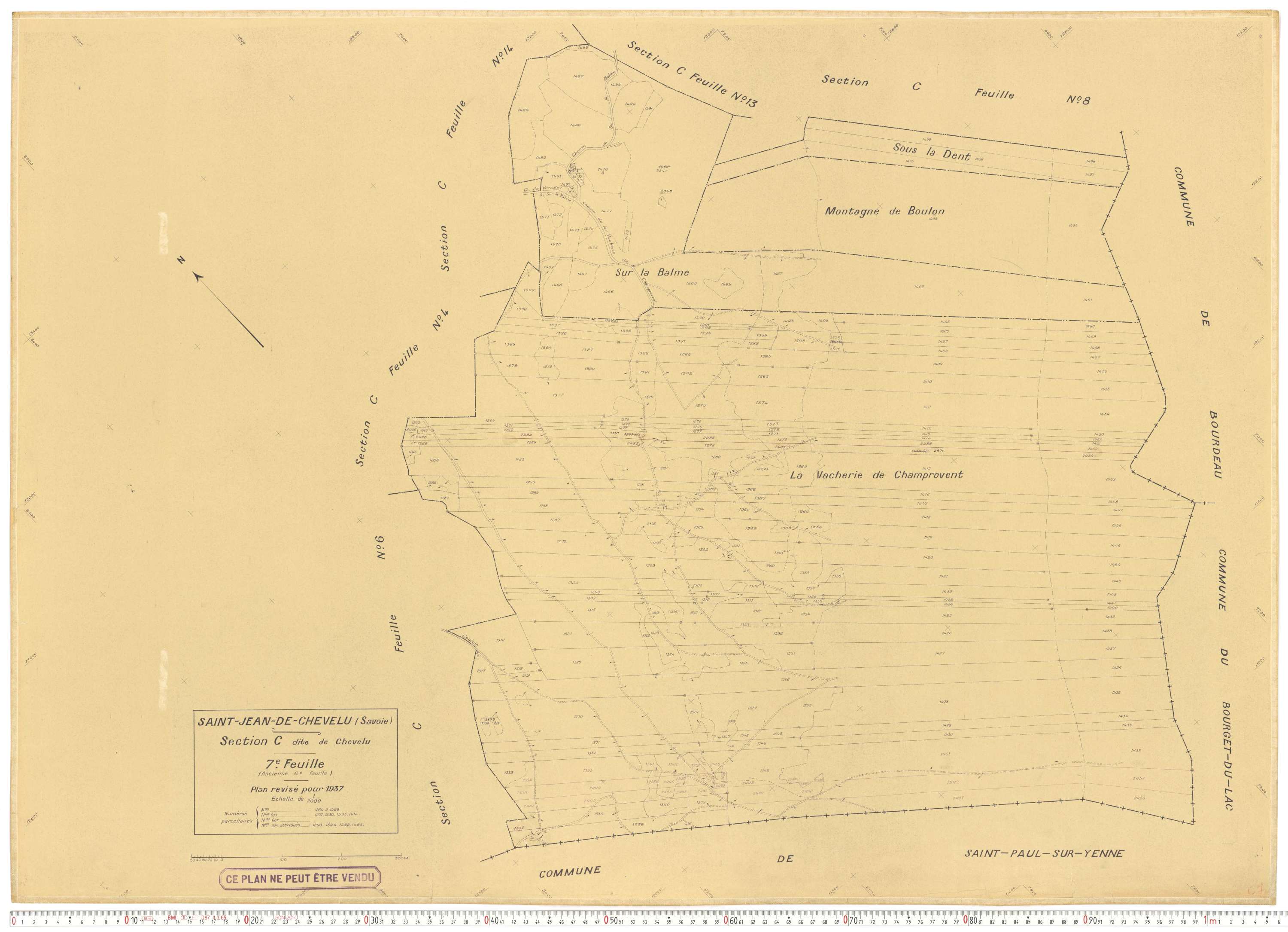Saint-Jean-de-Chevelu - Plans cadastraux du cadastre rénové en 1937 et mis à jour en 1988.
