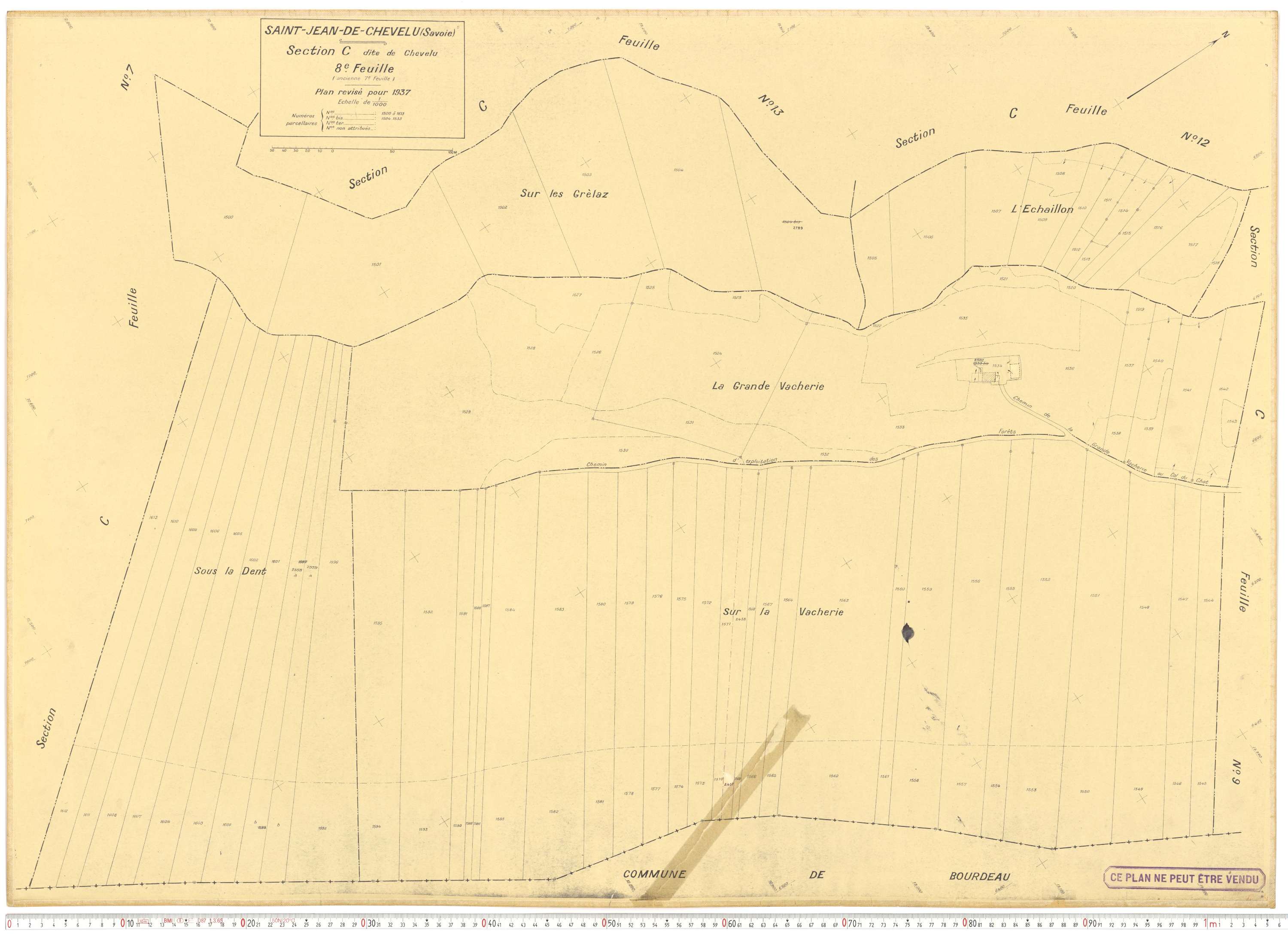 Saint-Jean-de-Chevelu - Plans cadastraux du cadastre rénové en 1937 et mis à jour en 1988.