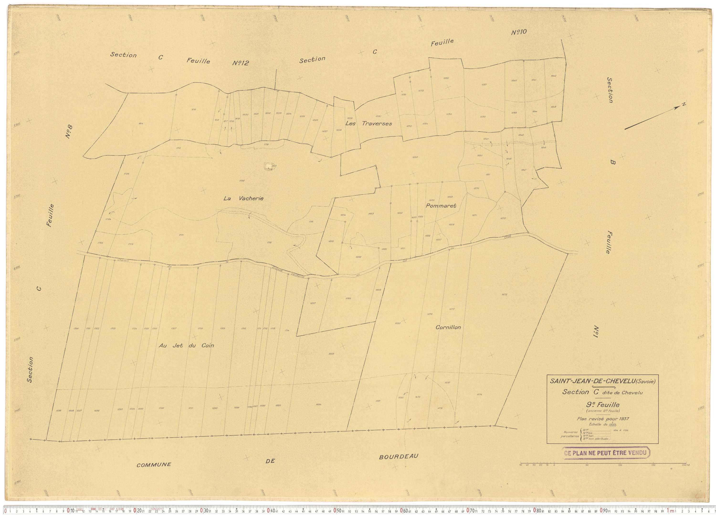 Saint-Jean-de-Chevelu - Plans cadastraux du cadastre rénové en 1937 et mis à jour en 1988.