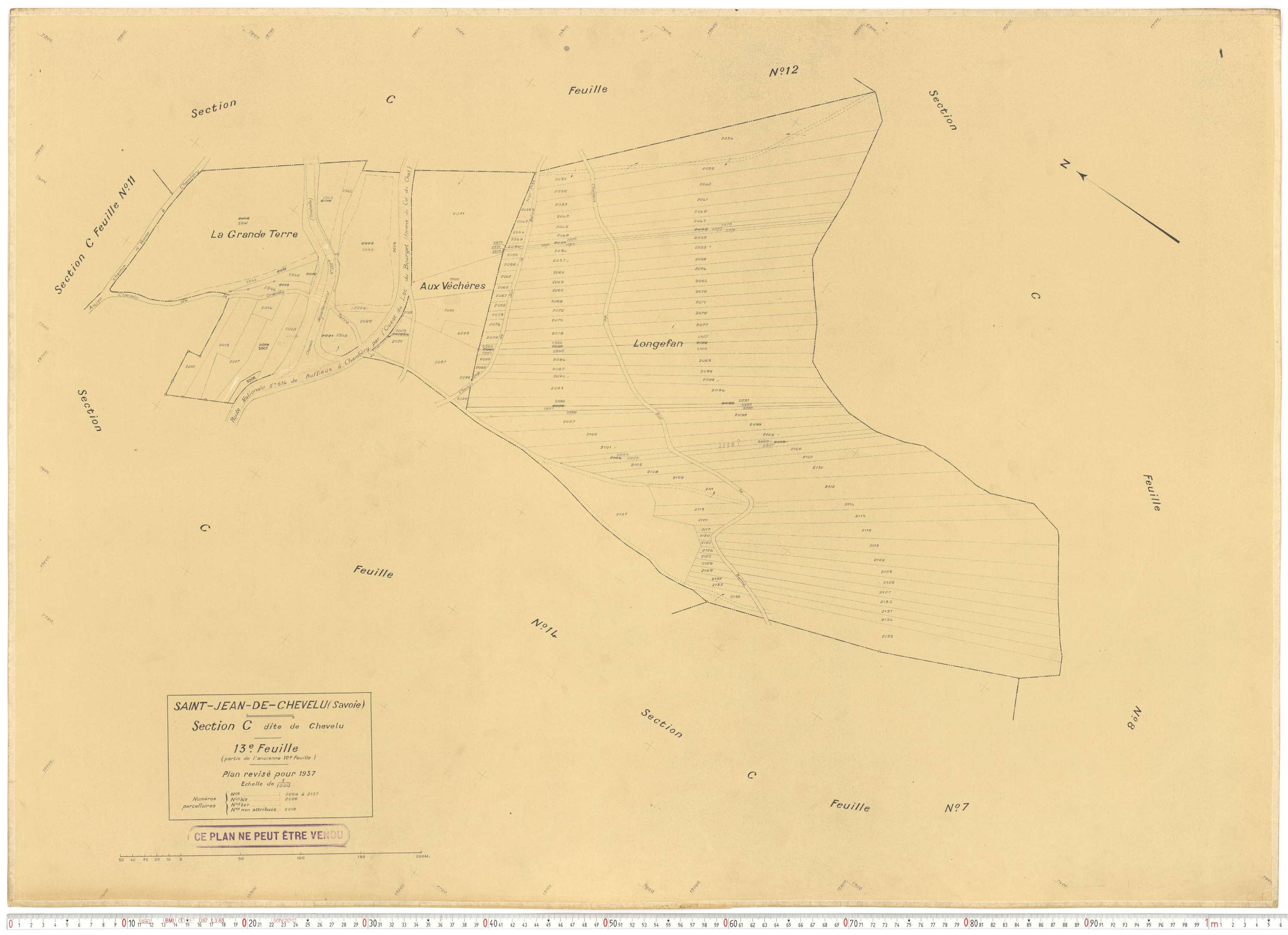 Saint-Jean-de-Chevelu - Plans cadastraux du cadastre rénové en 1937 et mis à jour en 1988.