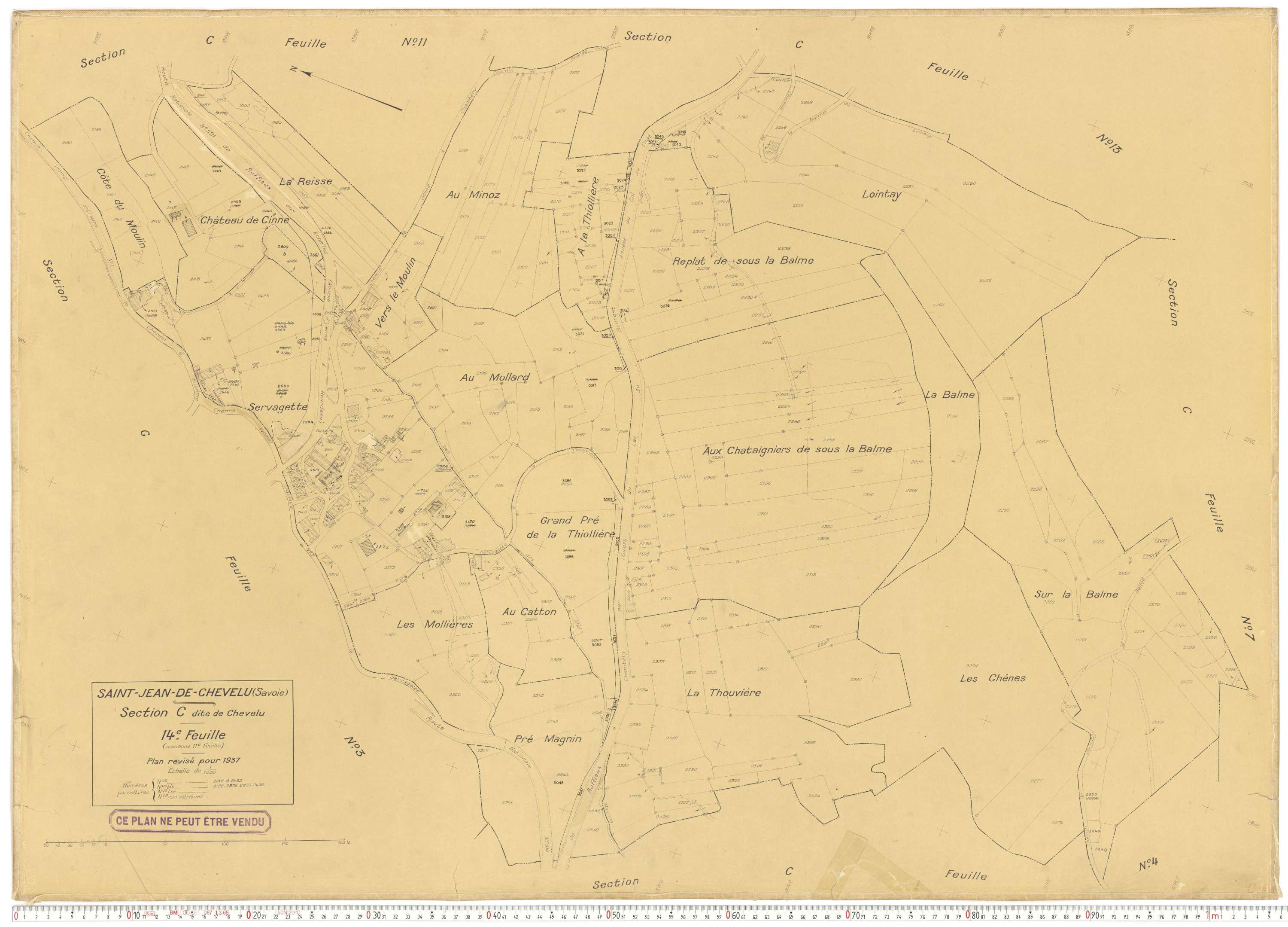 Saint-Jean-de-Chevelu - Plans cadastraux du cadastre rénové en 1937 et mis à jour en 1988.