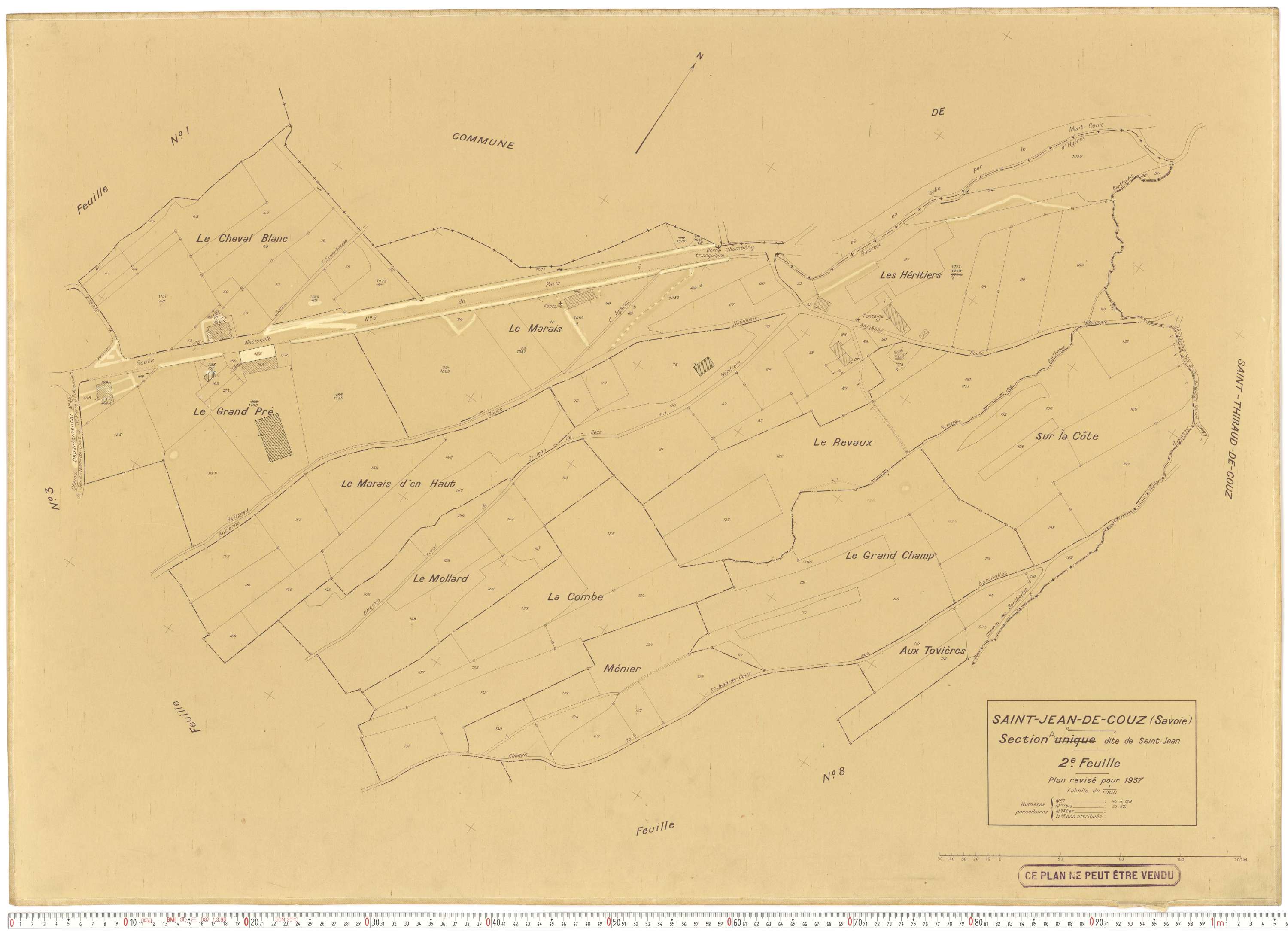 Saint-Jean-de-Couz - Plans cadastraux du cadastre rénové en 1937 et mis à jour en 1988.