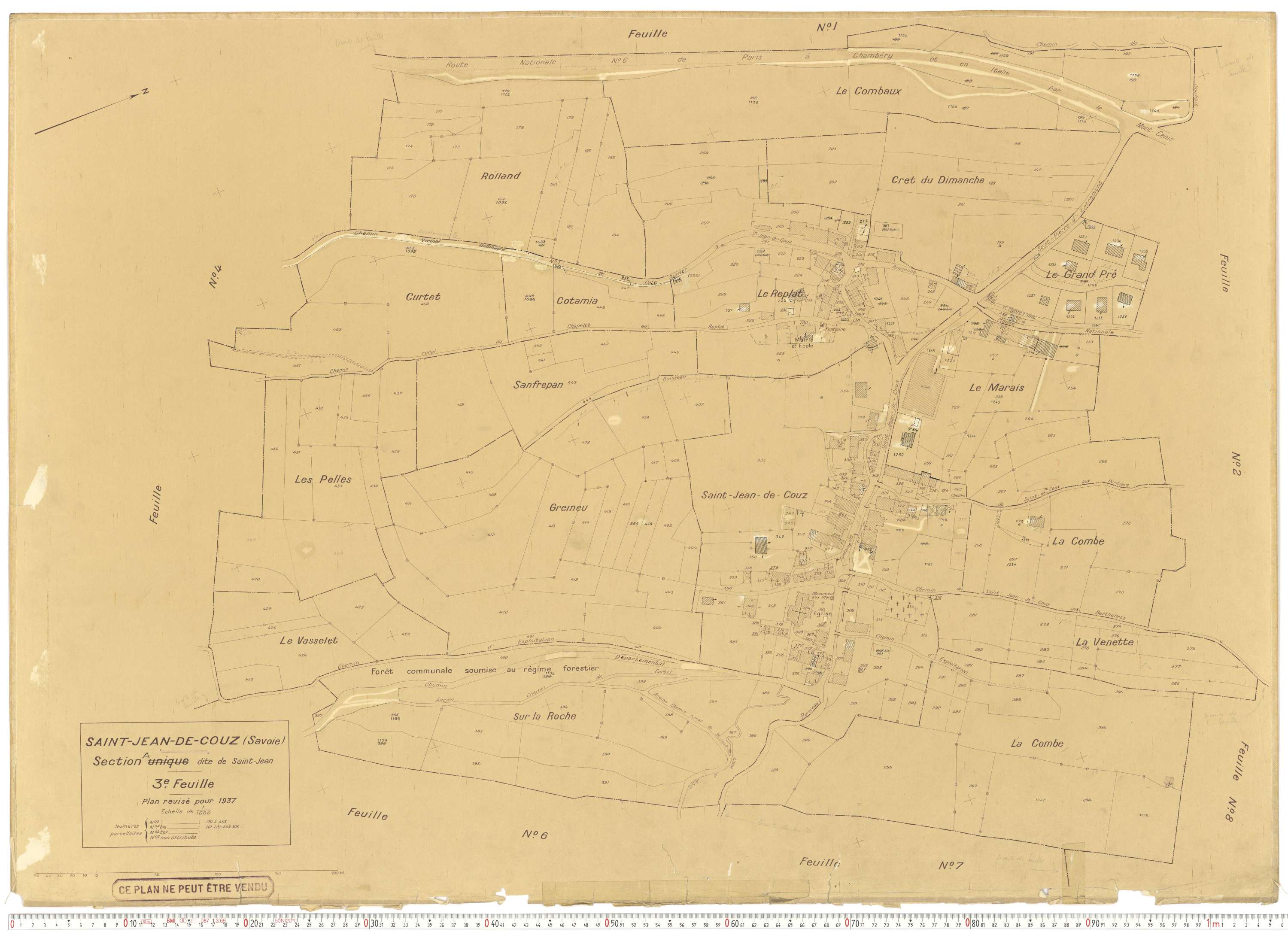 Saint-Jean-de-Couz - Plans cadastraux du cadastre rénové en 1937 et mis à jour en 1988.