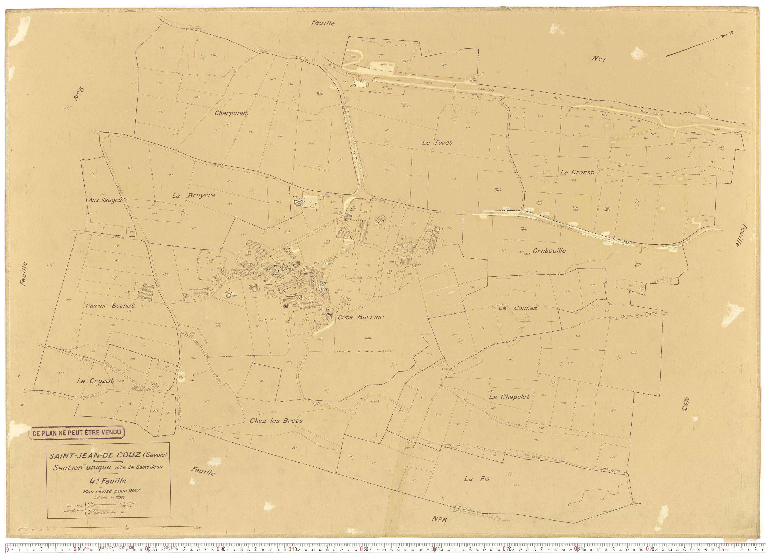 Saint-Jean-de-Couz - Plans cadastraux du cadastre rénové en 1937 et mis à jour en 1988.