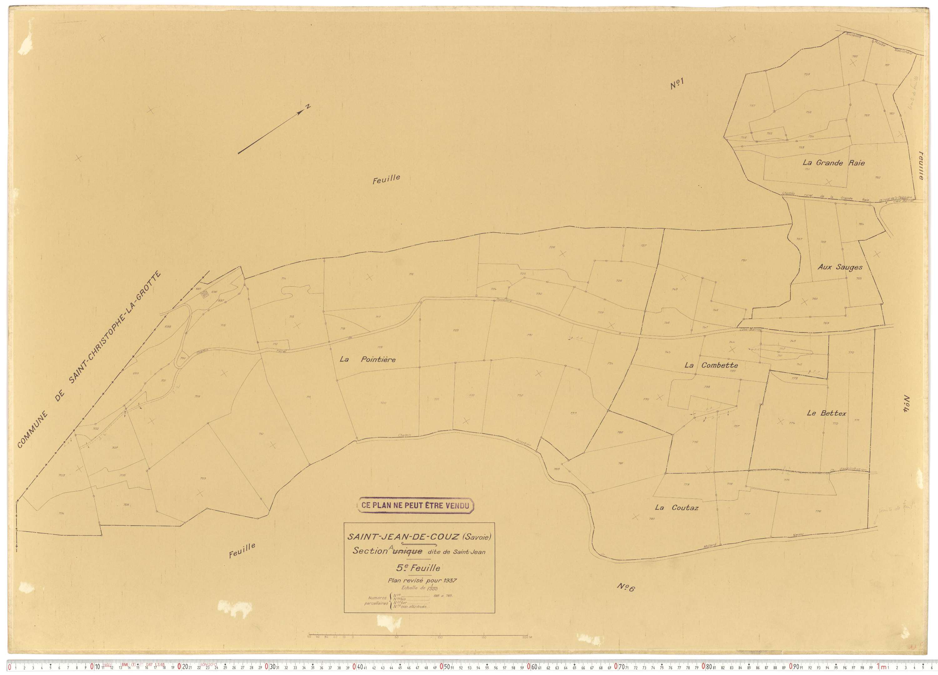 Saint-Jean-de-Couz - Plans cadastraux du cadastre rénové en 1937 et mis à jour en 1988.